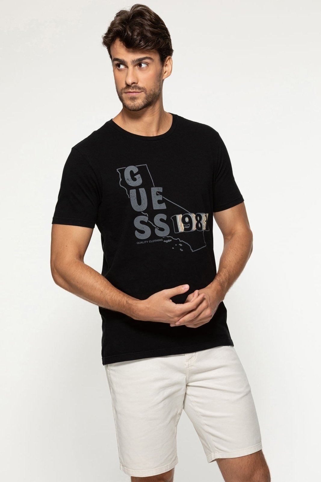 Camiseta Guess Mapa Califórnia 1981 Preto