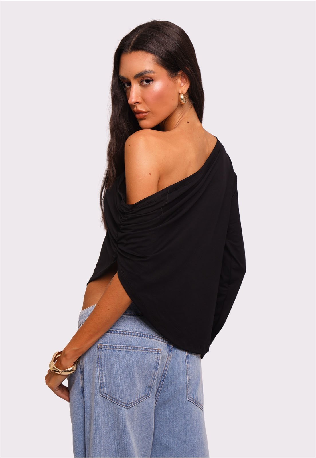 blusa preta lótus Preto