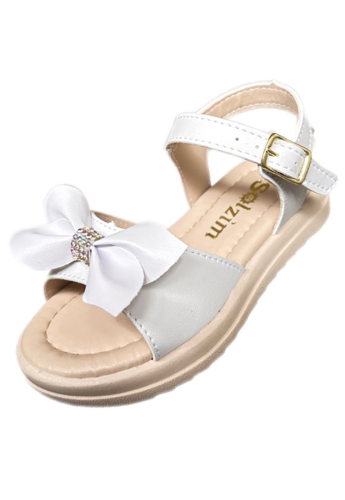 Infantil – Sandalia menina Gaspea com laço para meninas Solzim Branca