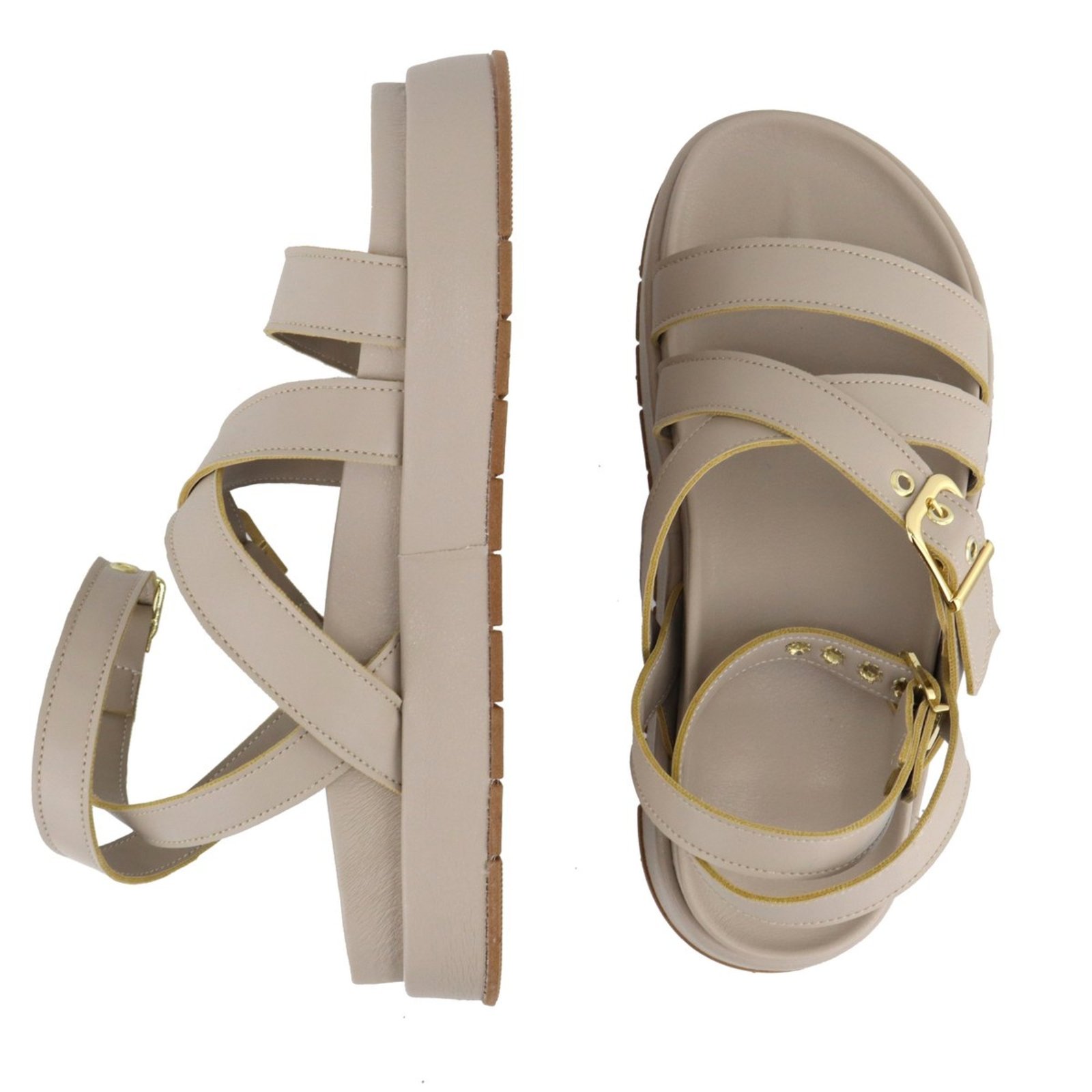 Vista 3 Sandalia Papete Flatform Feminina Tiras Off White Sola Alta TELLINI STORE off-white white TELLINI STORE off-white white