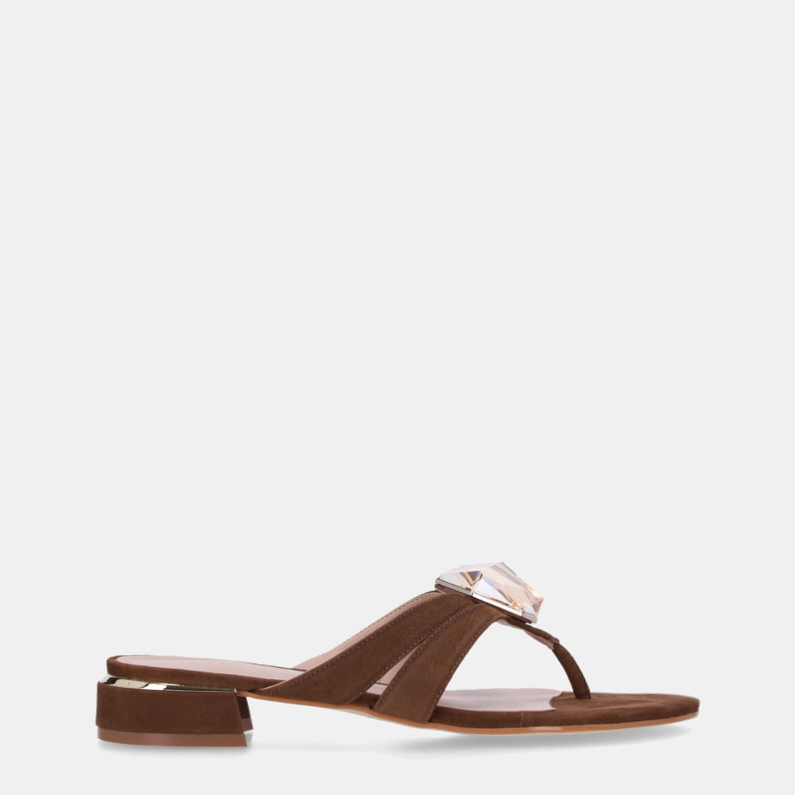 Chinelo Couro Bison Espresso - 80910025 Luz da Lua