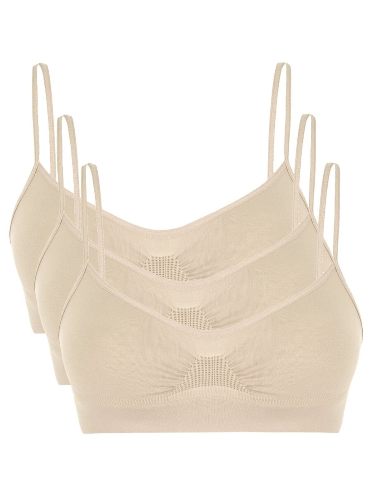 Kit com 3 Tops sem Aro e sem Bojo Loba 41100-001 Bege