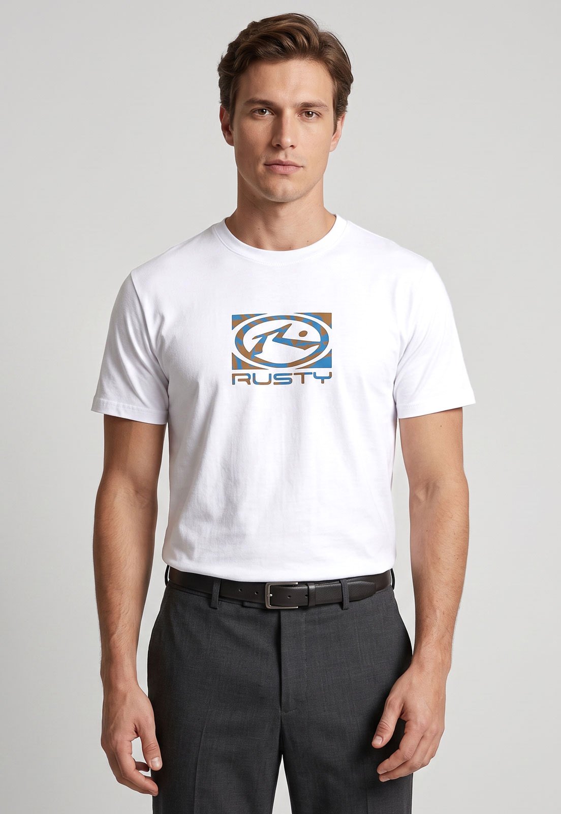 Camiseta Masculina Rusty Estampada Branca