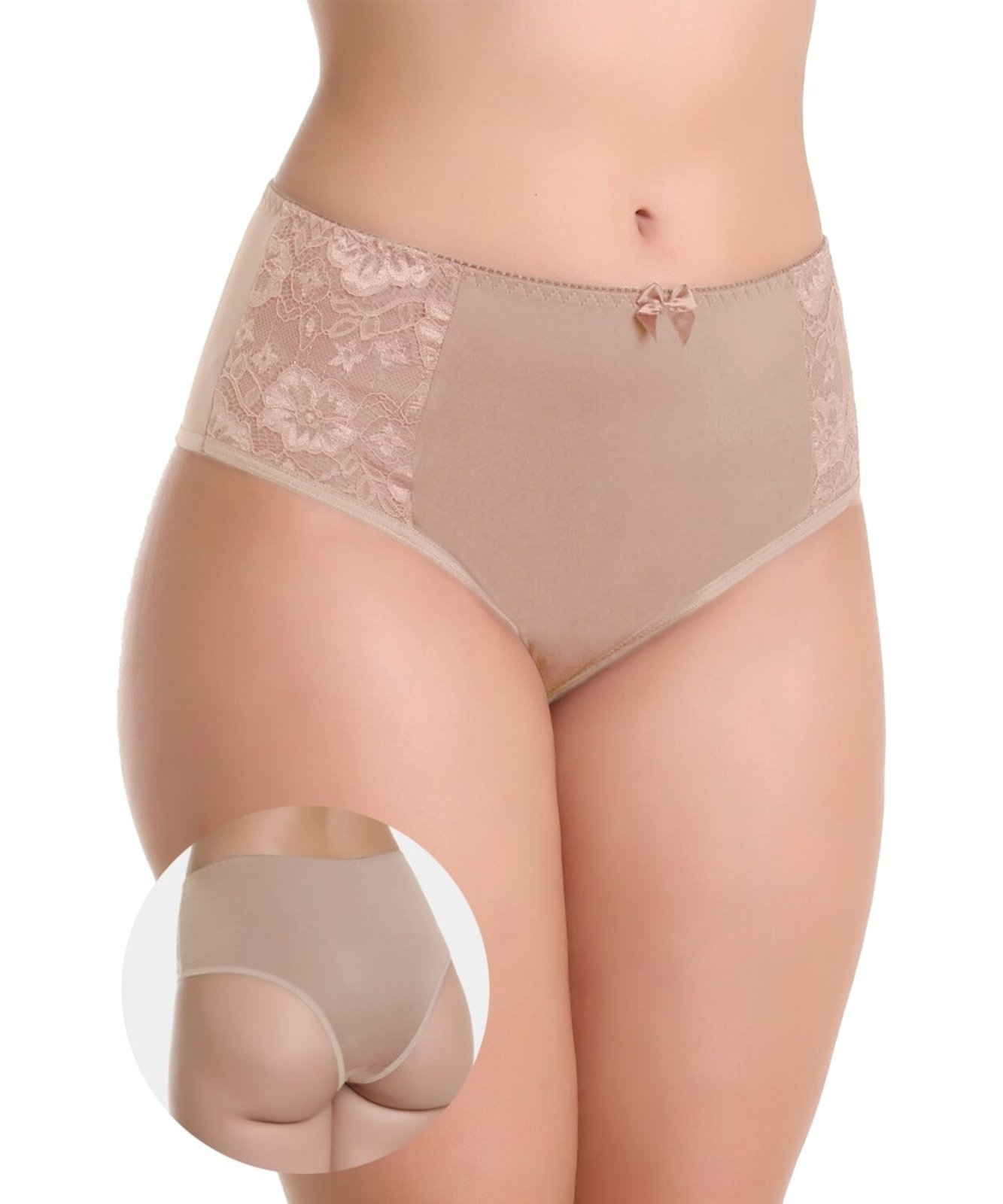 Calcinha IMI Lingerie Cós Alto Cintura Alta Em Microfibra Catarina Bege