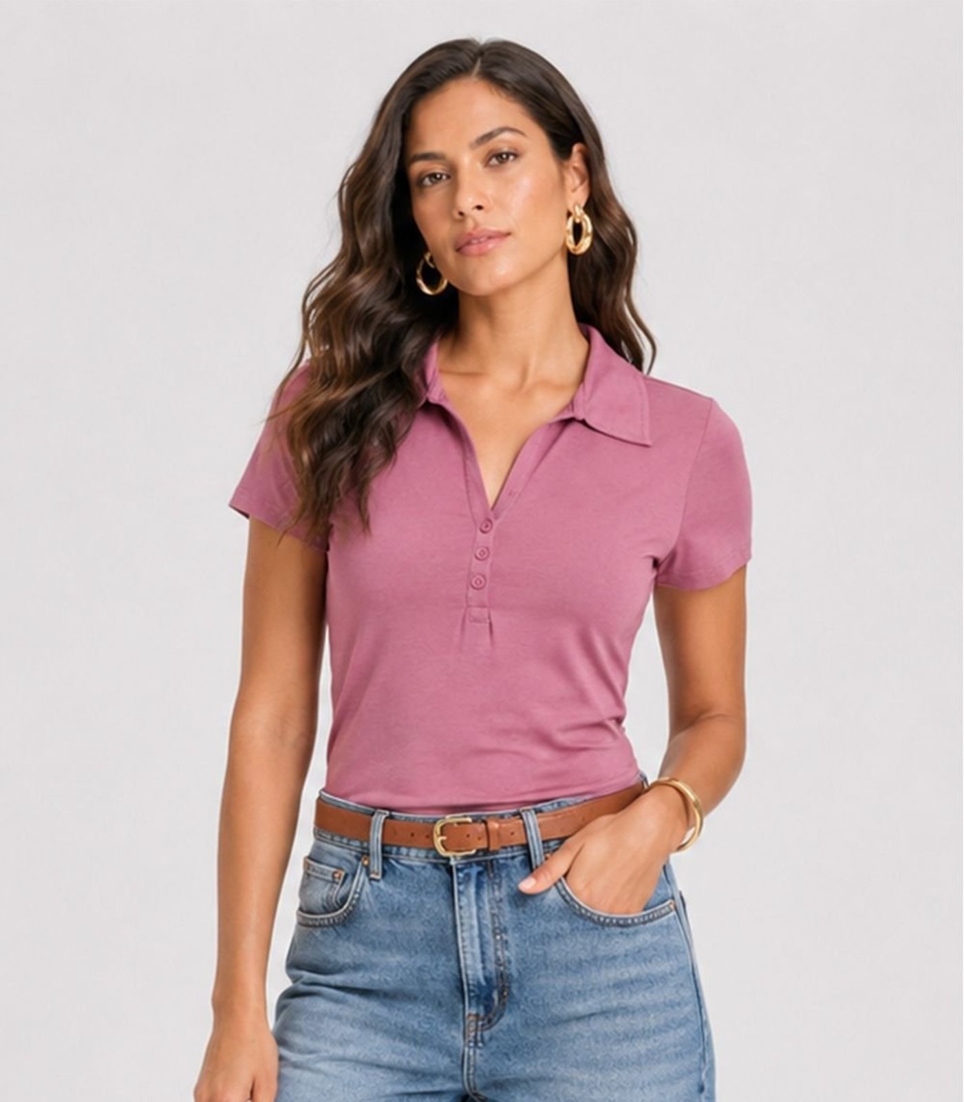 Polo Cotton Básica Feminina Kohmar Vermelho
