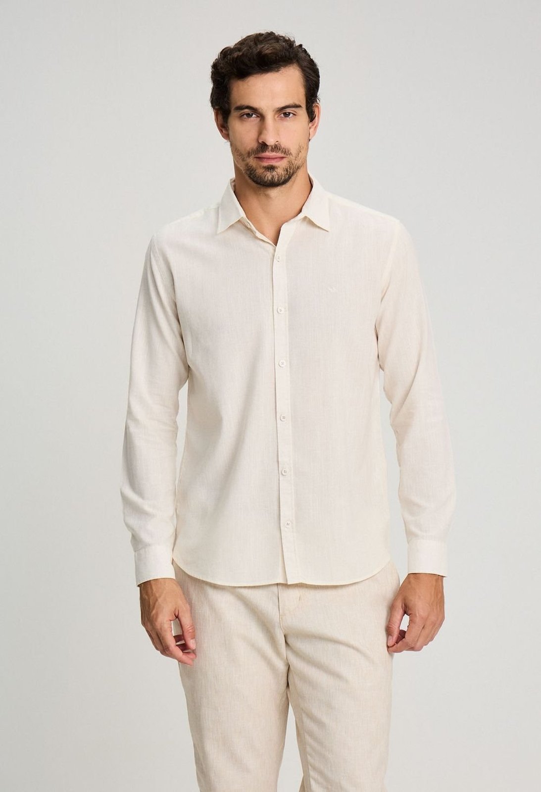 CAMISA DOCTHOS RELAXED FIT MANGA LONGA LINHO 010 Natural G