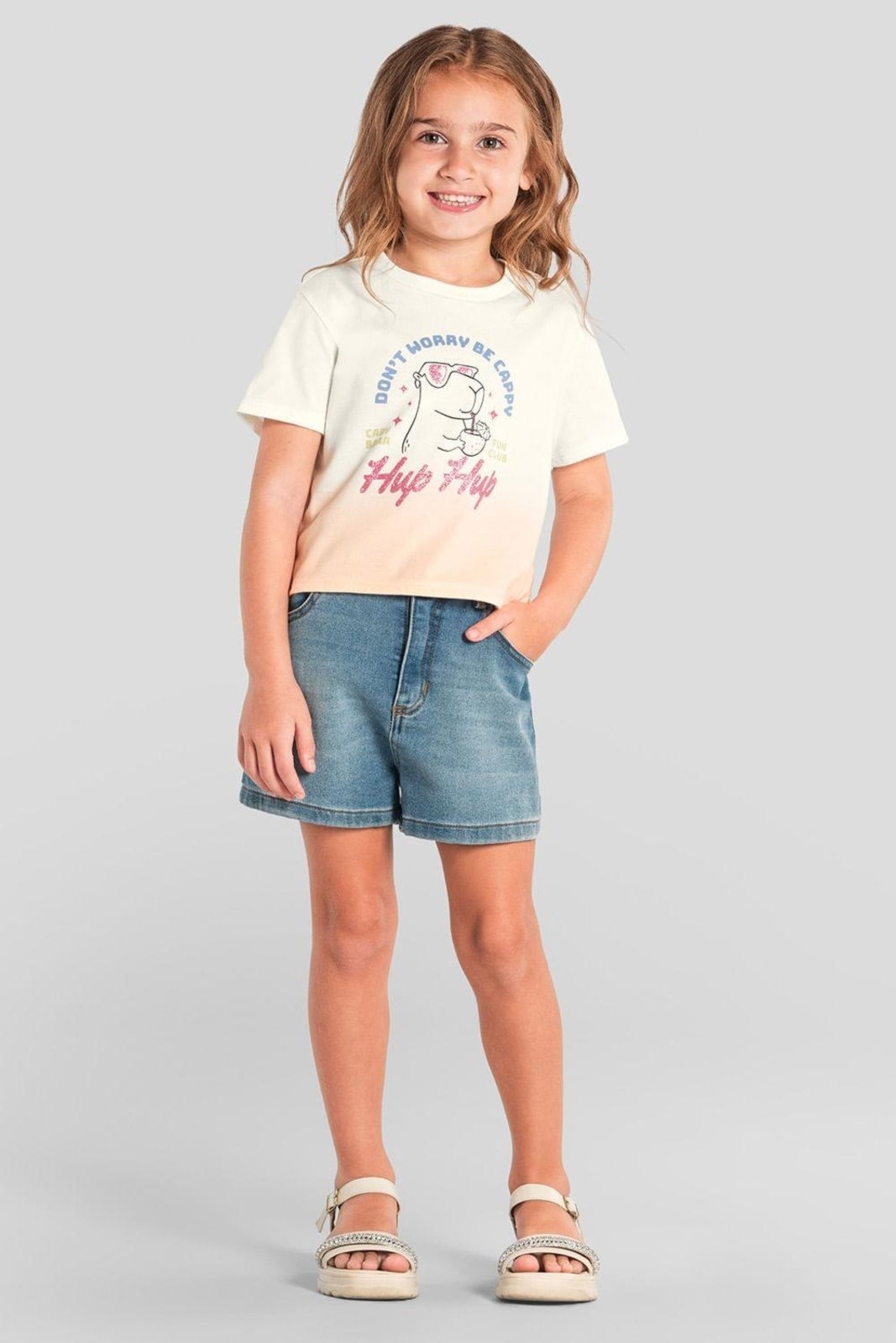 Infantil – Blusa menina brilhante de capivara Brandili Nude