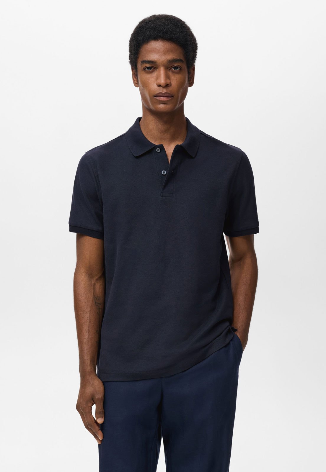 Polo Masculina Mango REA Azul Marinho
