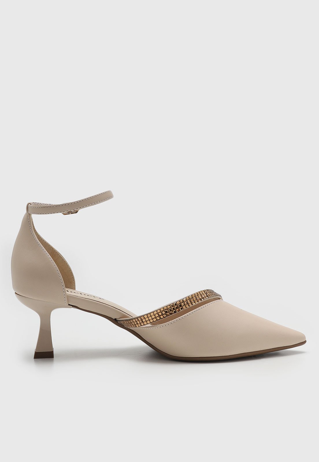 Vista 3 Scarpin Feminino cê Salto Baixo Ponta Fina BEBECÊ bege BEBECÊ bege