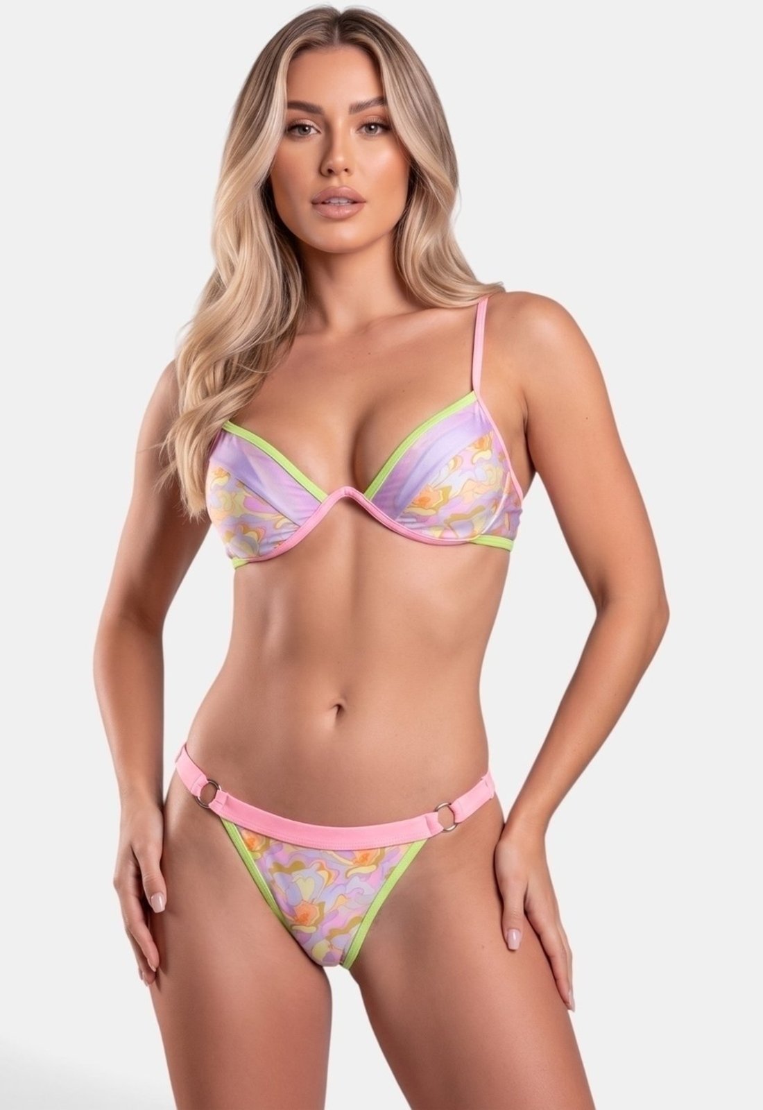 Biquíni Areia Branca Solaris Aro Foral Candy Rosa