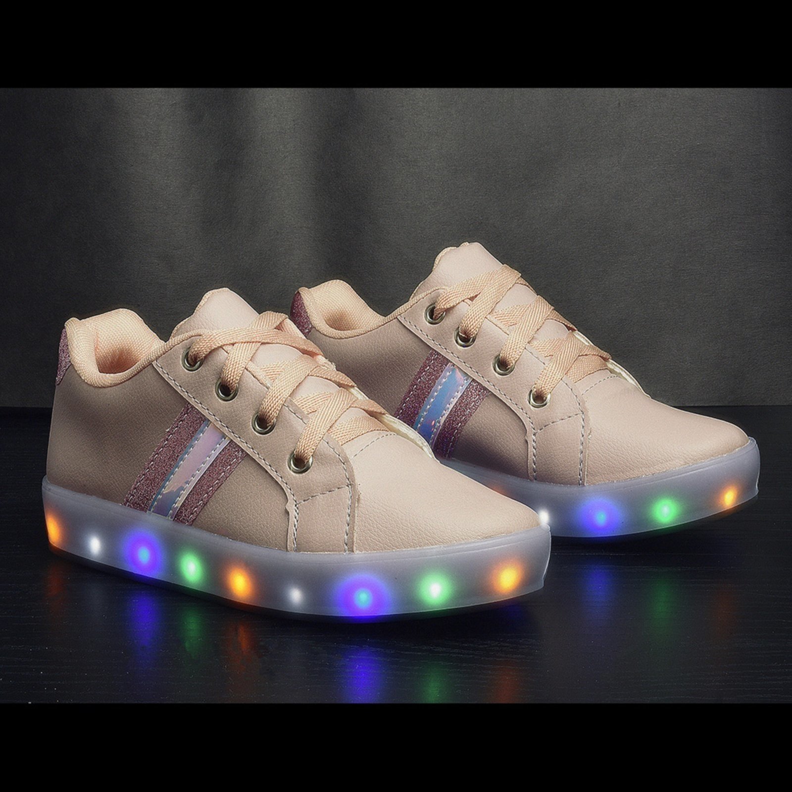 Vista 3 Infantil - Tenis Feminino de Led Glitter Moda Bloguerinha Meninas Venza preto Venza preto