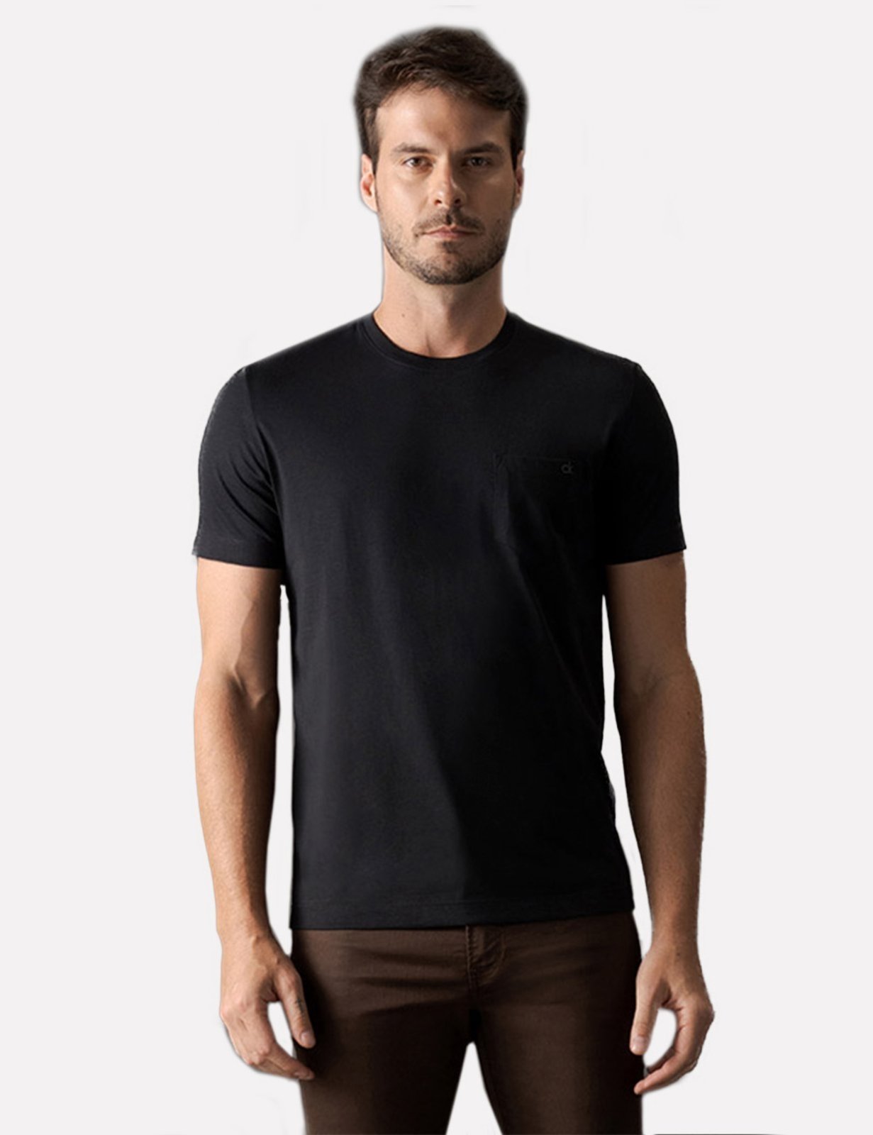 Camiseta Calvin Klein Masculina Regular Fio Egípcio Preta