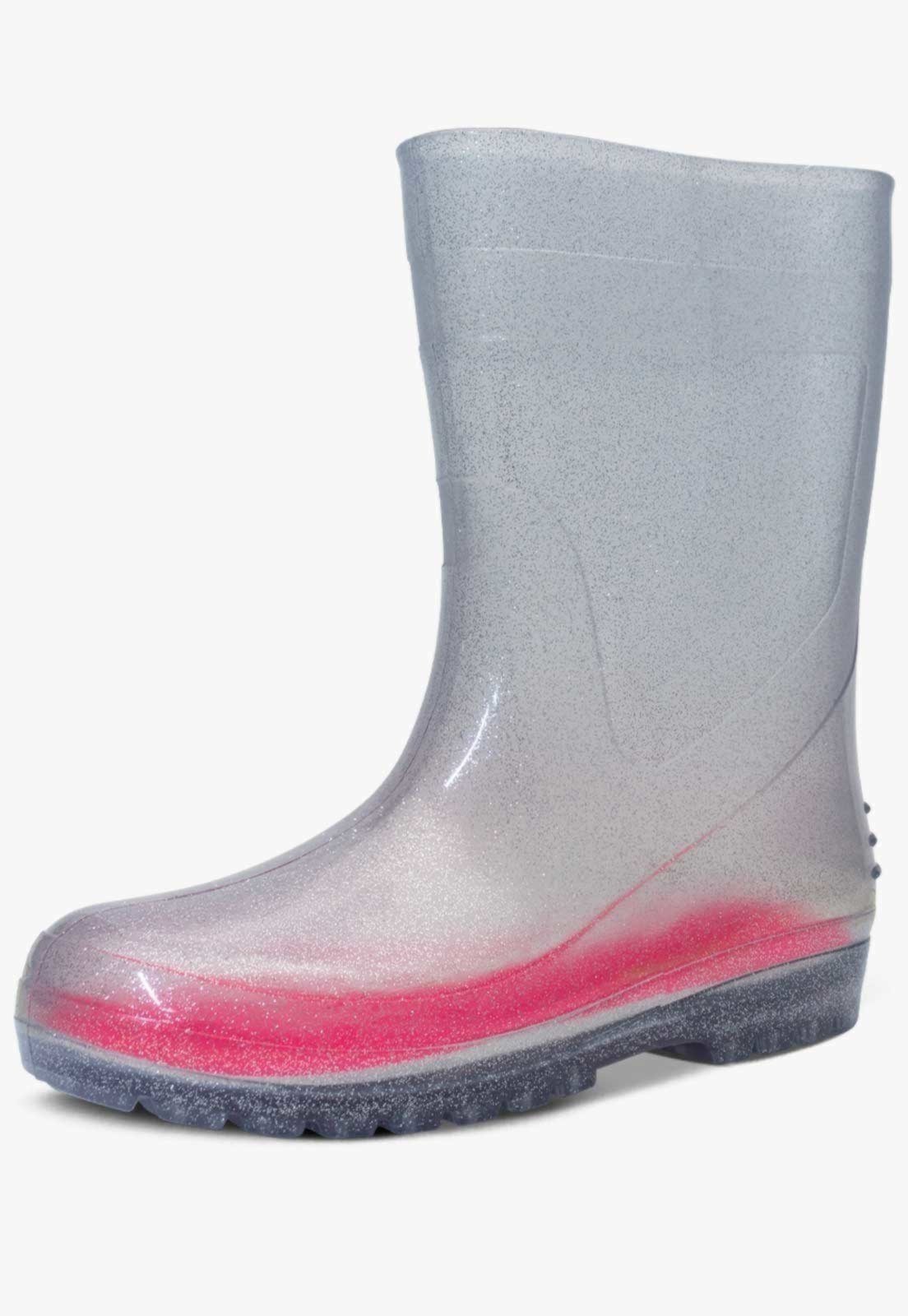 Infantil – Bota Galocha Feminina Pópidi Glitter Prata