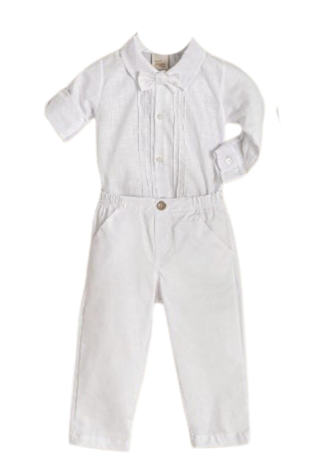 Infantil - Conjunto Calça Social Batiazado Menino Anjos Baby 1 Branco