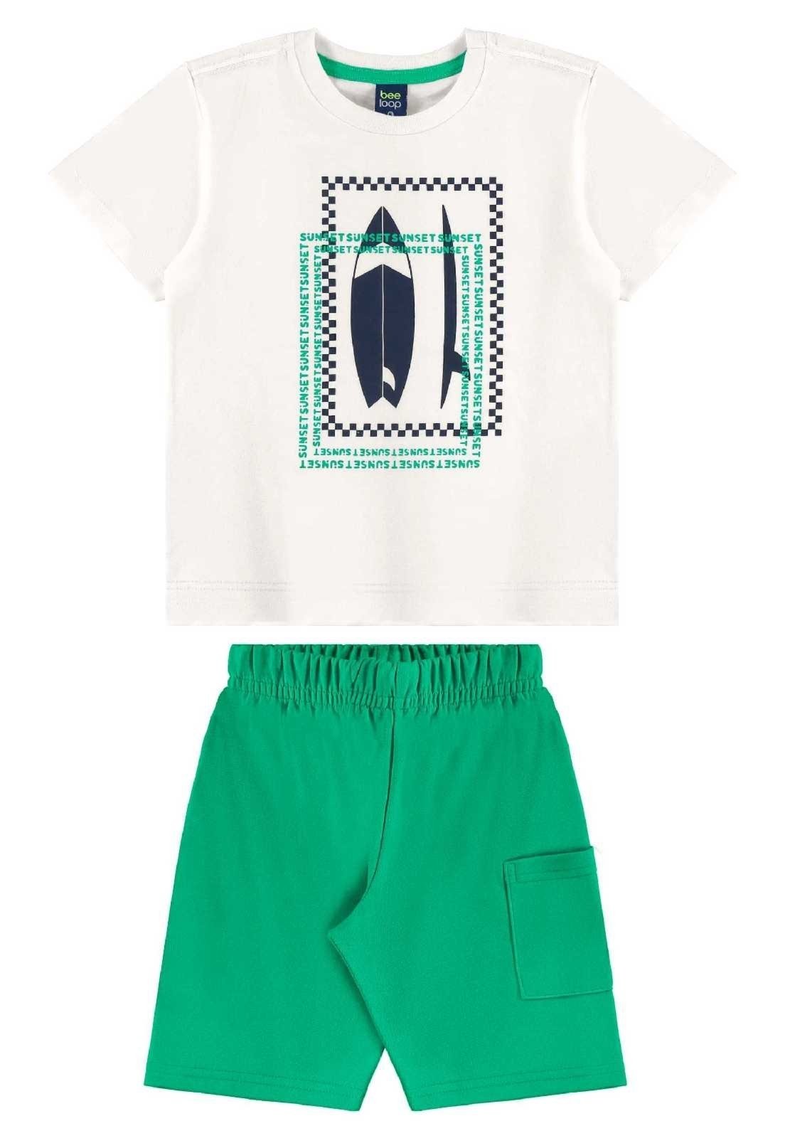 Infantil – Conjunto Camiseta e Bermuda Bee Loop Bege