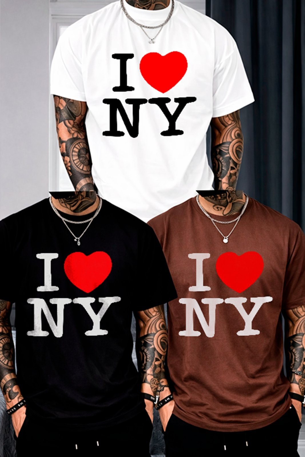 Kit 3 Camisetas Oversized New York Vibes Trend Casual