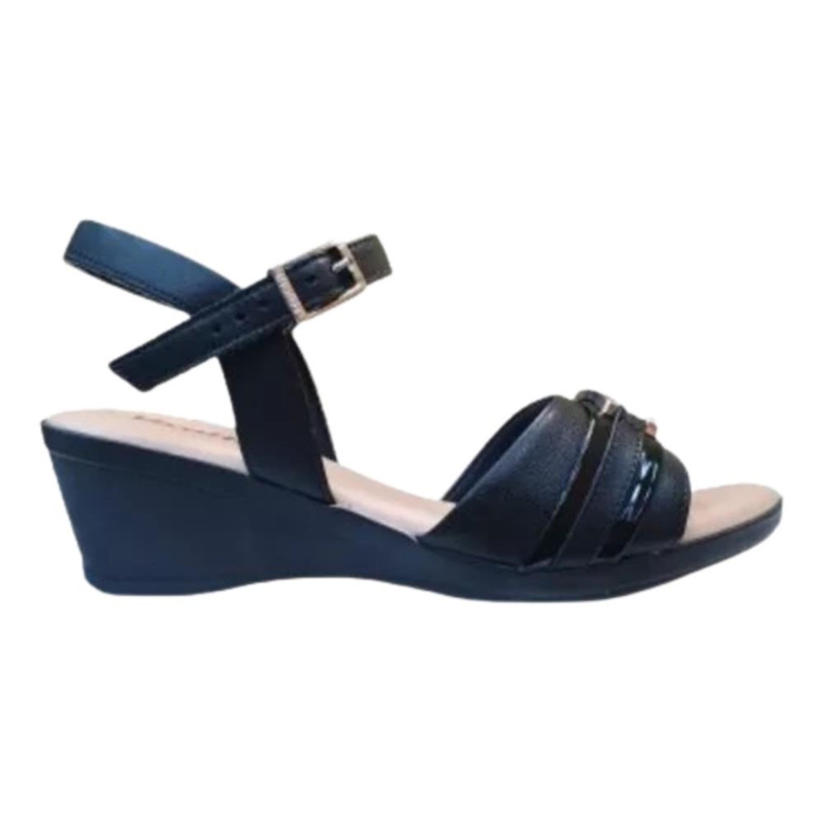 Sandália Usaflex Fivela Prata Plataforma Preto Mm0904002