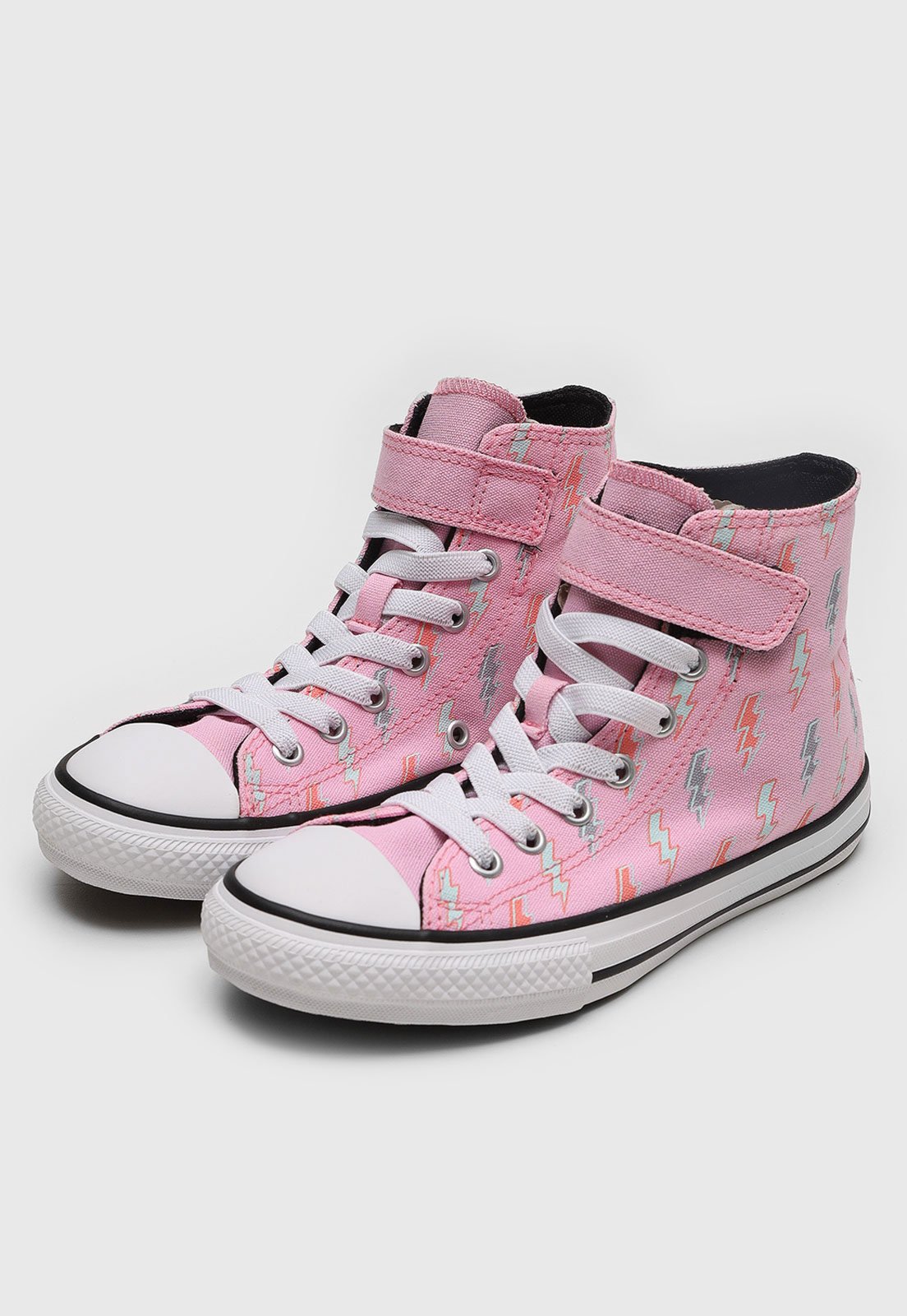 Infantil - Tênis Converse Chuck Taylor All Star Cano Alto Estampa Raios Rosa