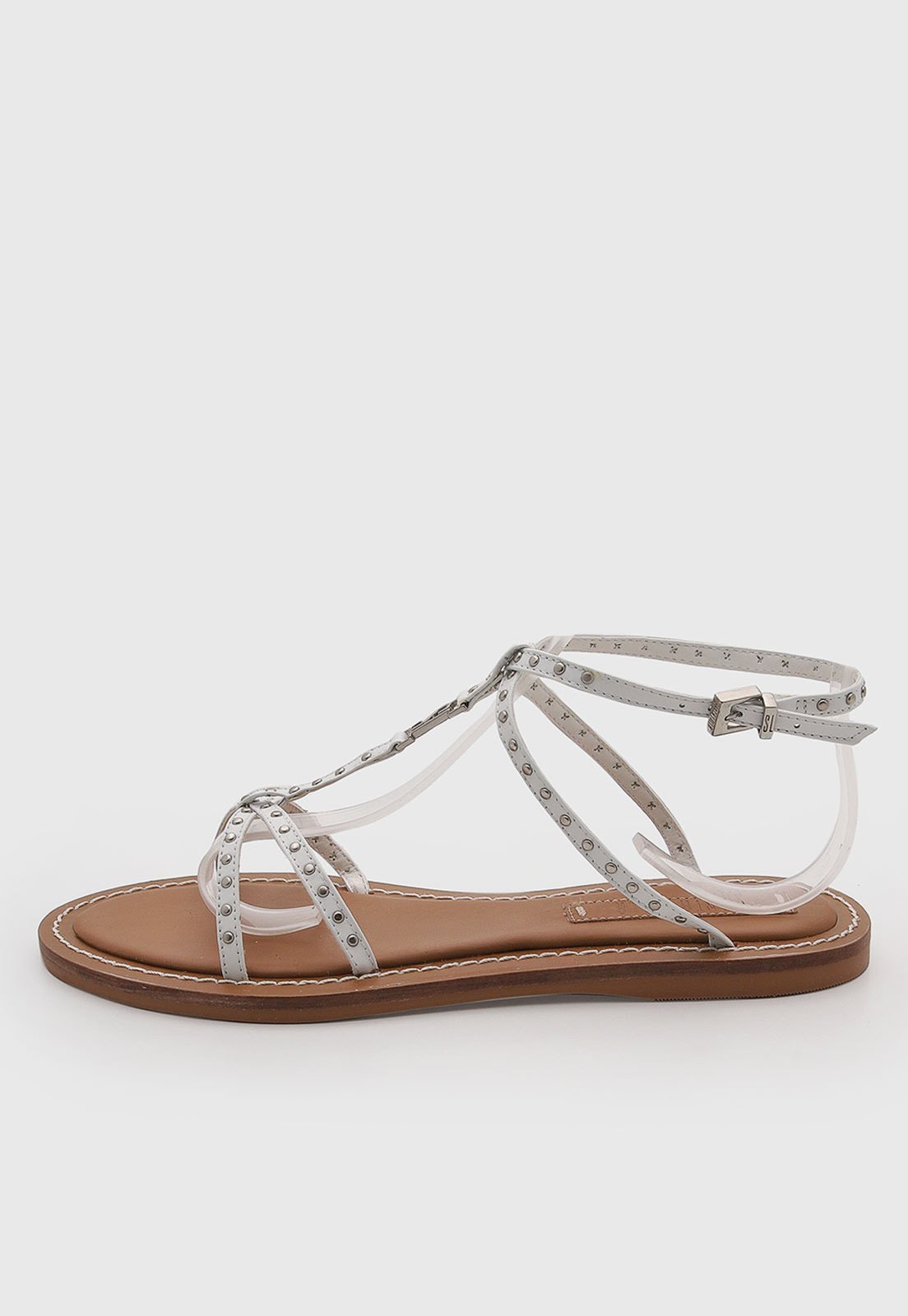 Rasteira Feminina Santa Lolla Tachas Couro Prata