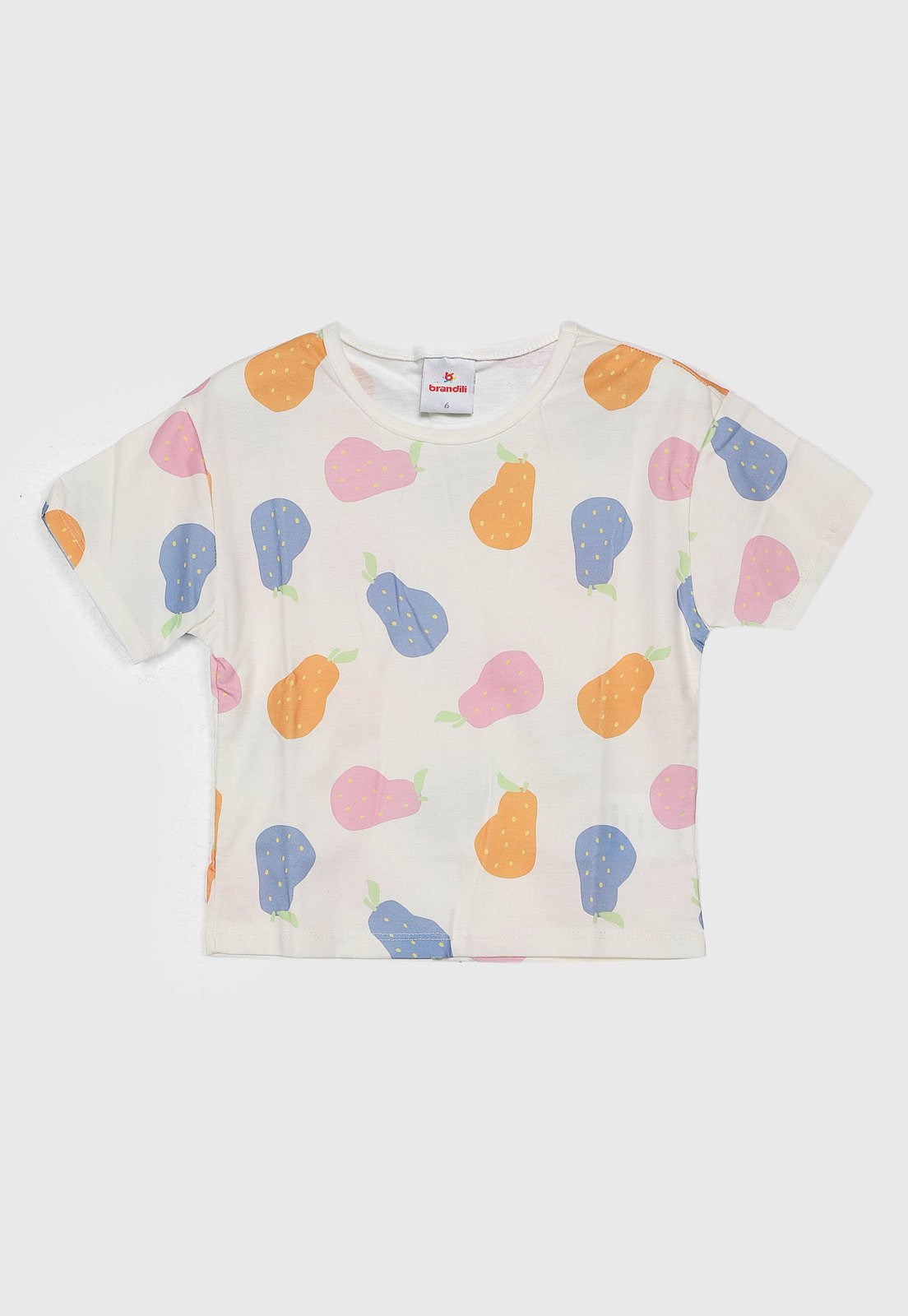 Infantil - Camiseta Brandili Estampa de Frutas Off White