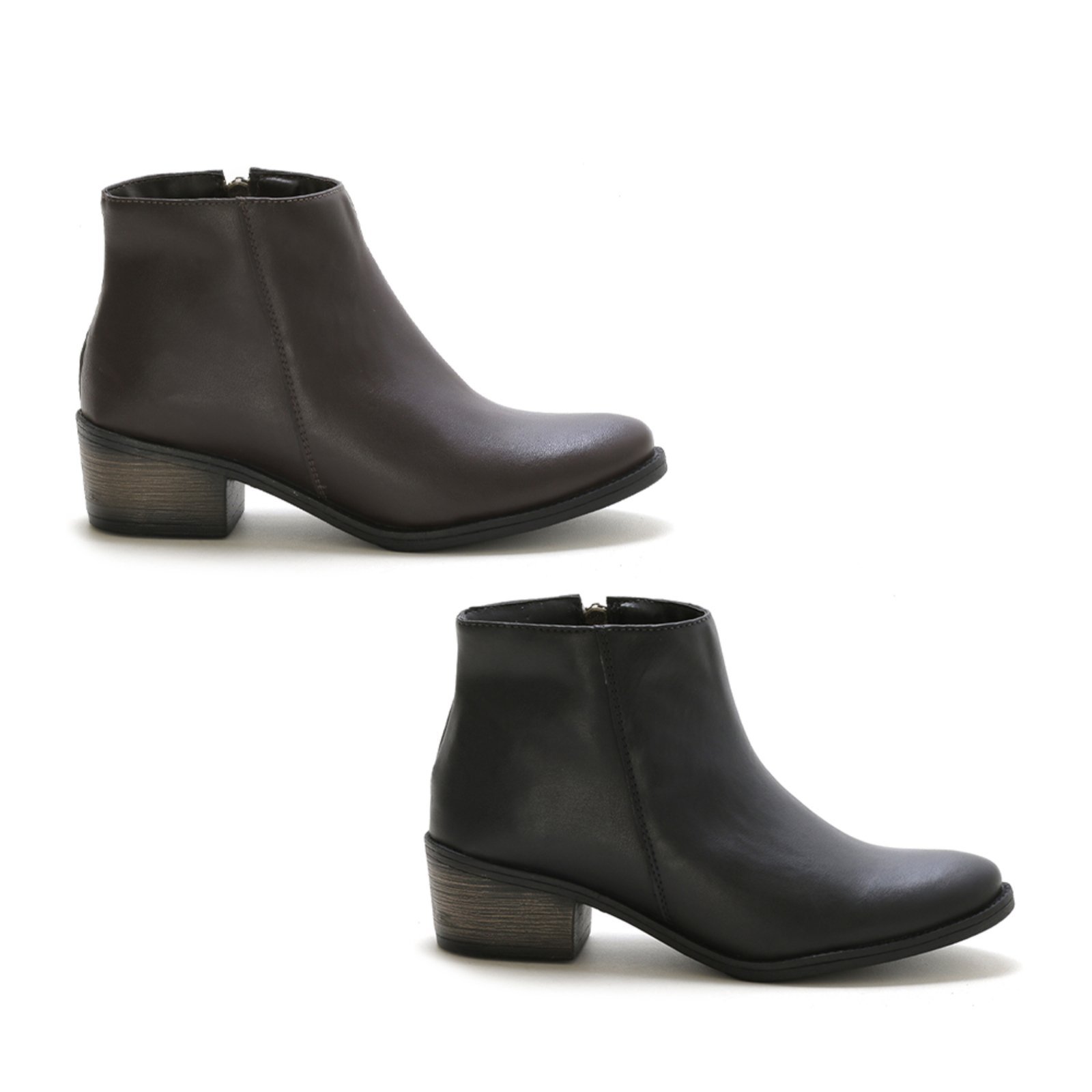 Kit 2 Pares Bota Feminina Bredeni Cano Baixo Preto/Marrom