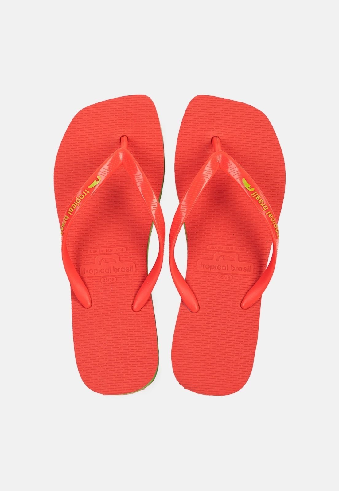 Chinelo Tropical Brasil Tamanco Goiaba com Verde