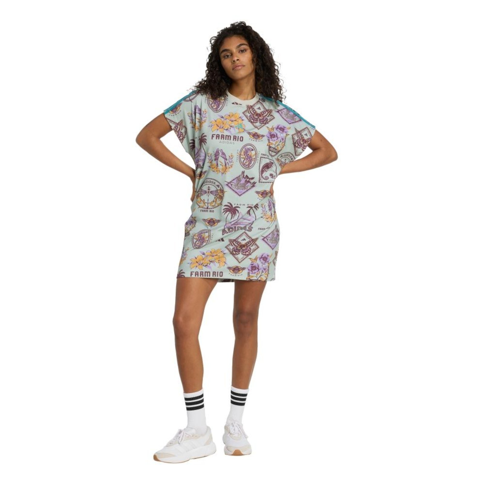 Vestido comercial adidas X FARM adidas Sportswear Cinza