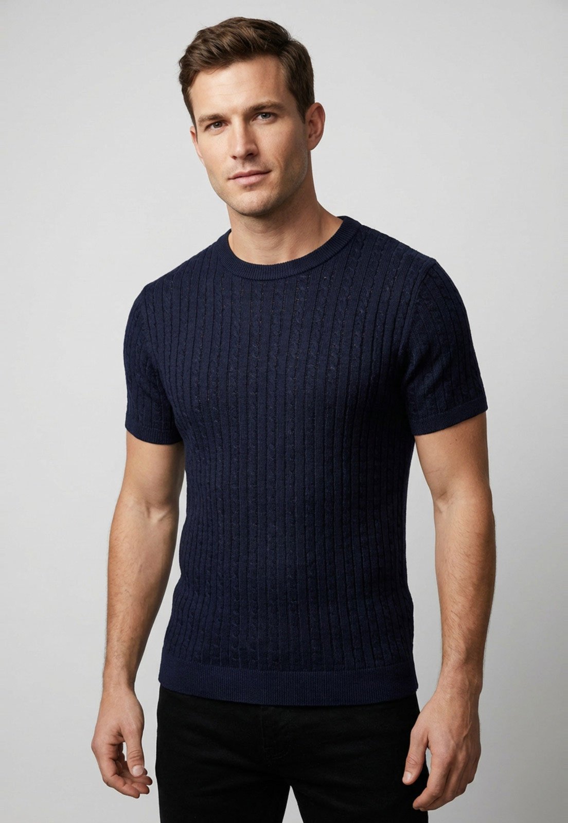 Camiseta Masculina Aeropostale Trama Canelada Azul Marinho