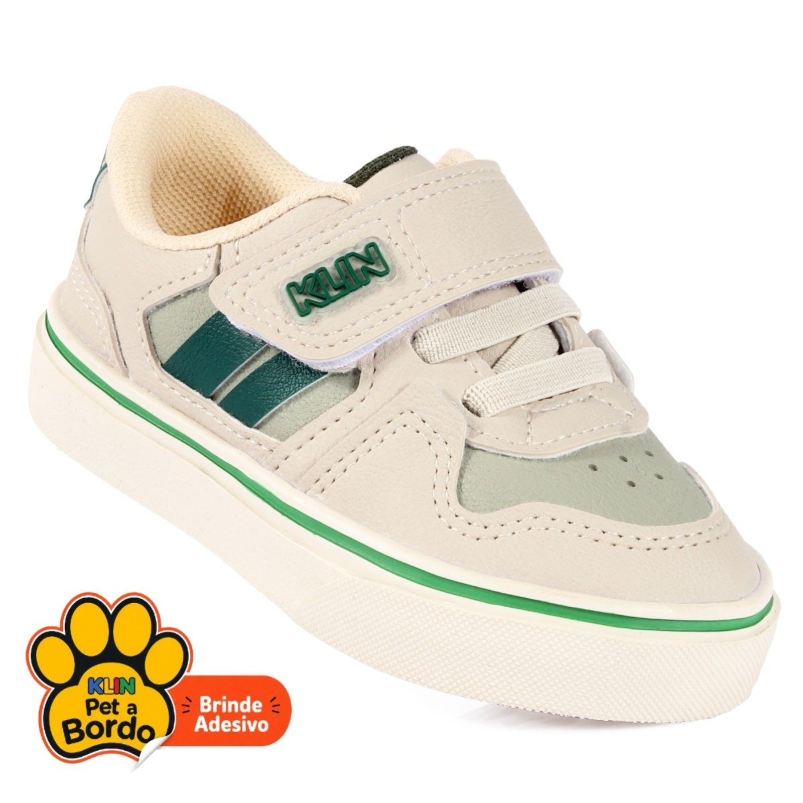 Infantil - Tênis Masculino Klin Freestyle Mini Bege e Verde
