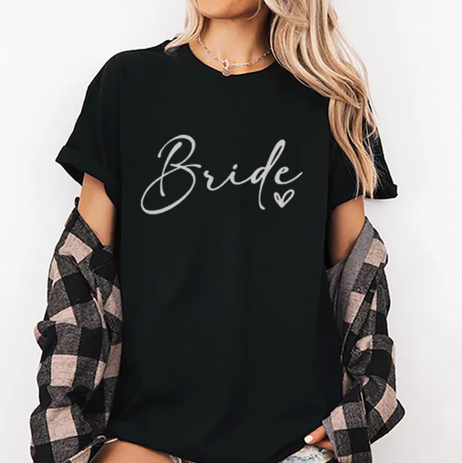 Camiseta Oversized Bride Noiva Wedding Style Unissex Preto