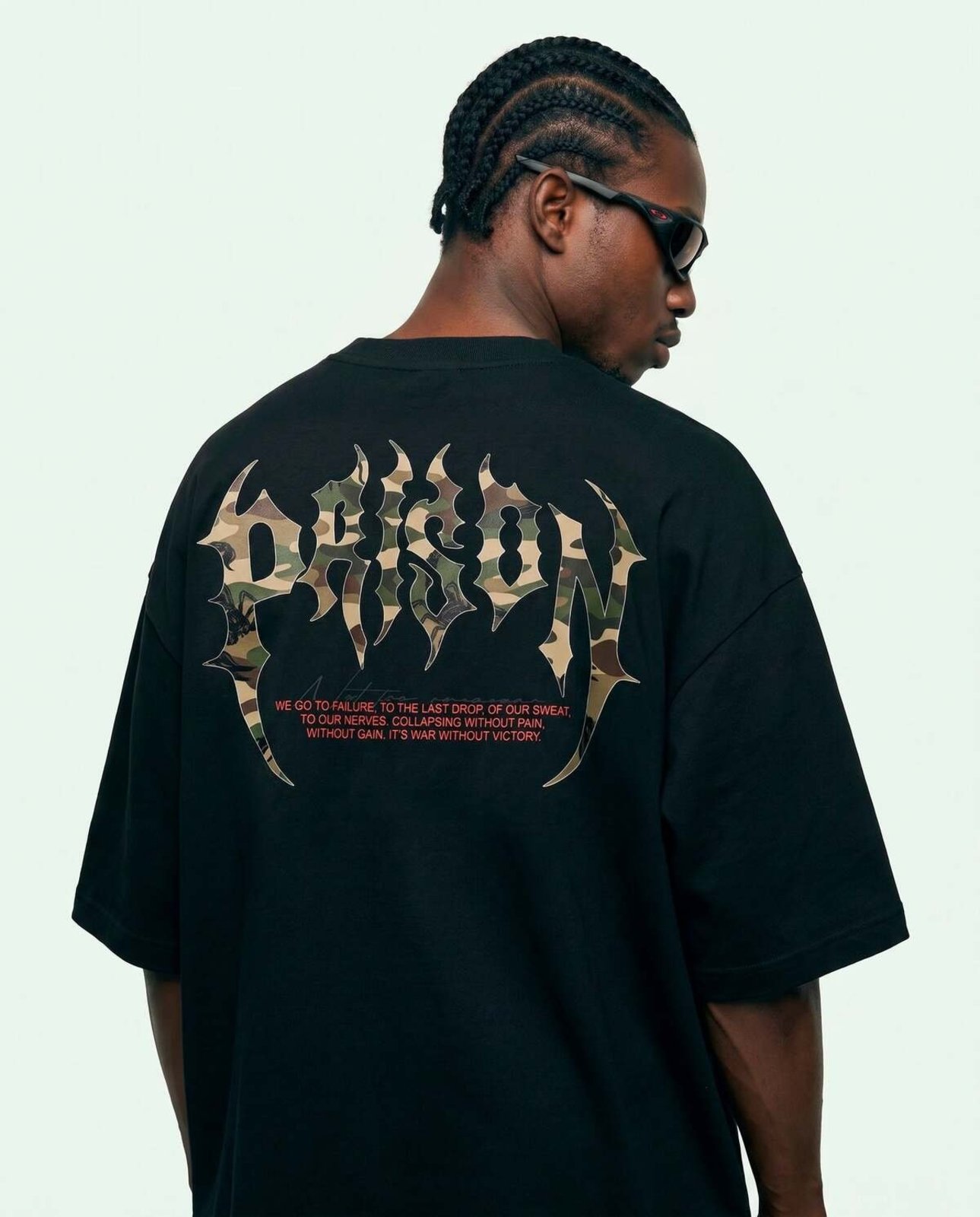Camiseta Oversized Camuflada Core Prison Preta