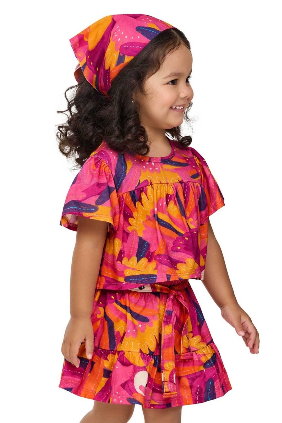 Infantil - Conjunto Menina Cantarim Tropical Elian Rosa