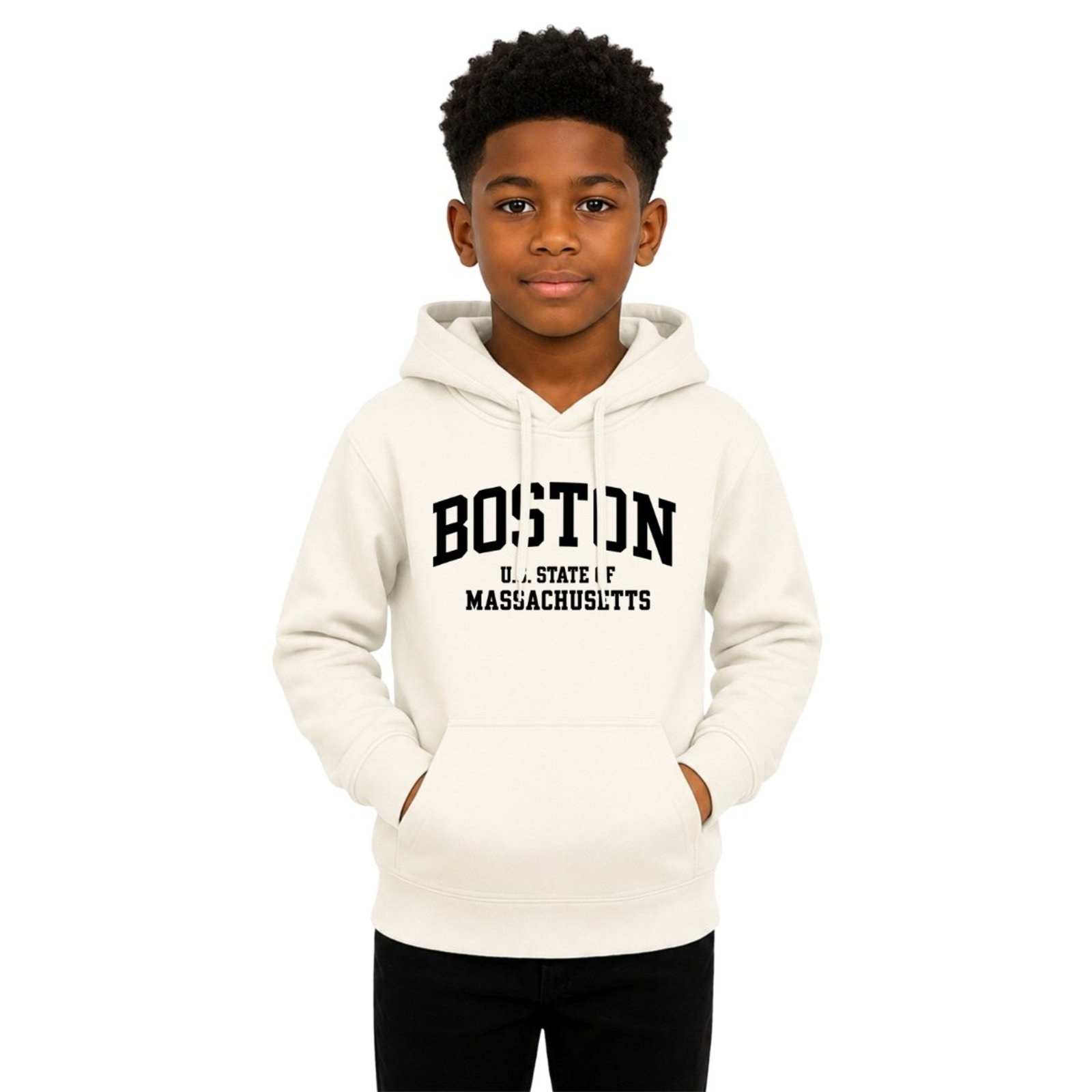 Infantil - Blusa de Moletom Masculino Com Capuz Casaco Casual Confortável Boston