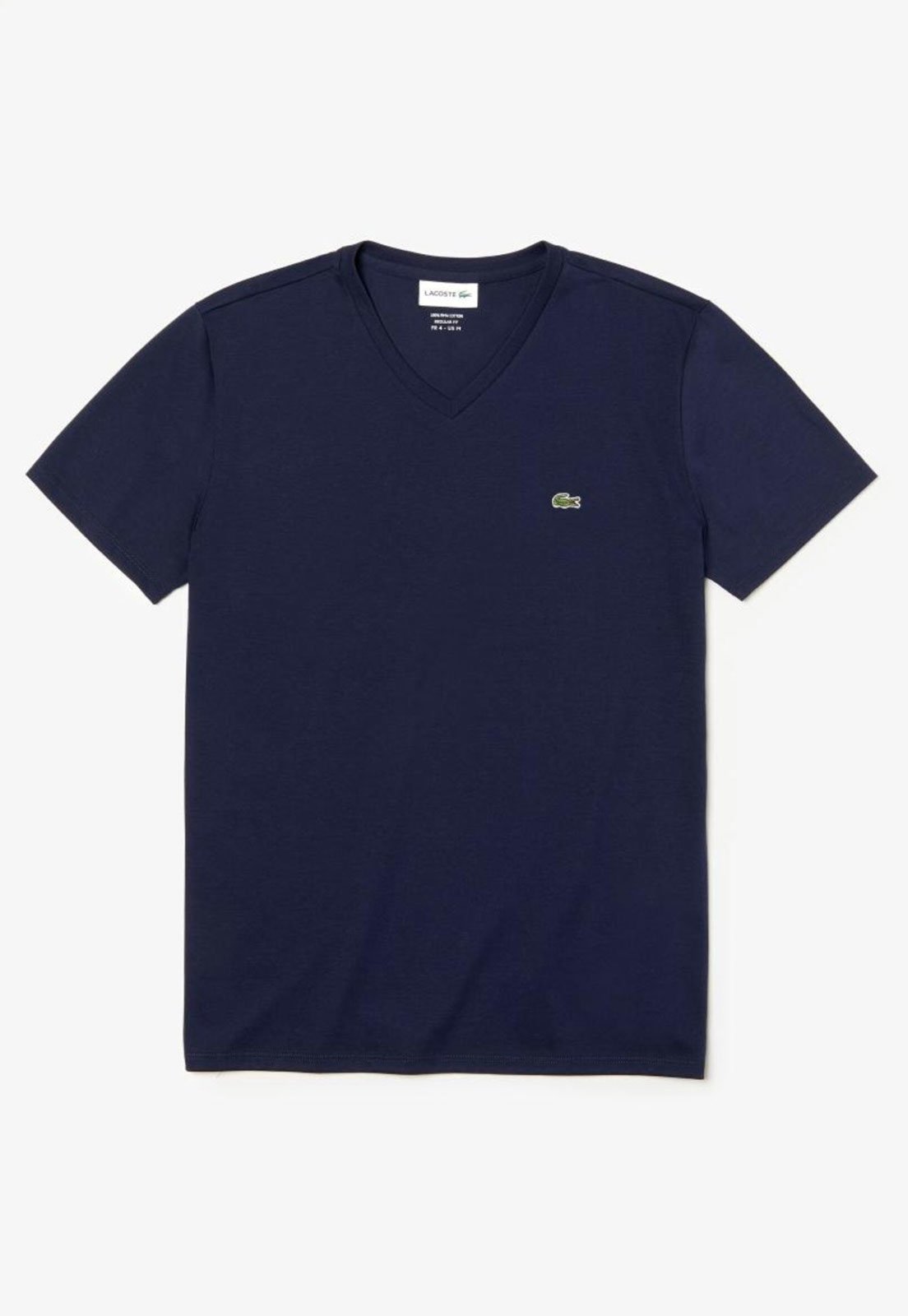 Camiseta Masculina em Jérsei de Algodão Pima com Gola V - Azul Marinho Azul