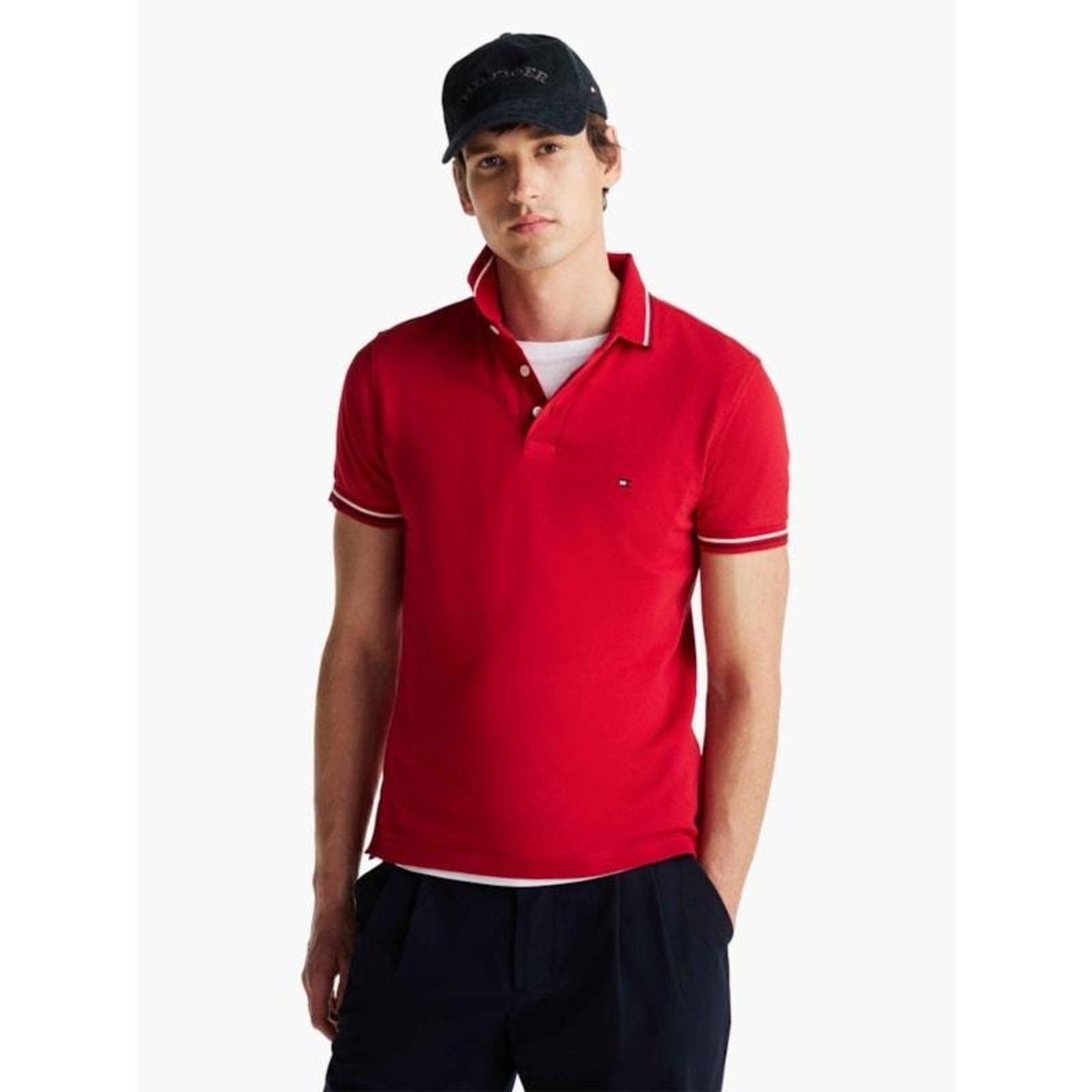 Polo Tipped Slim Fit Vermelho