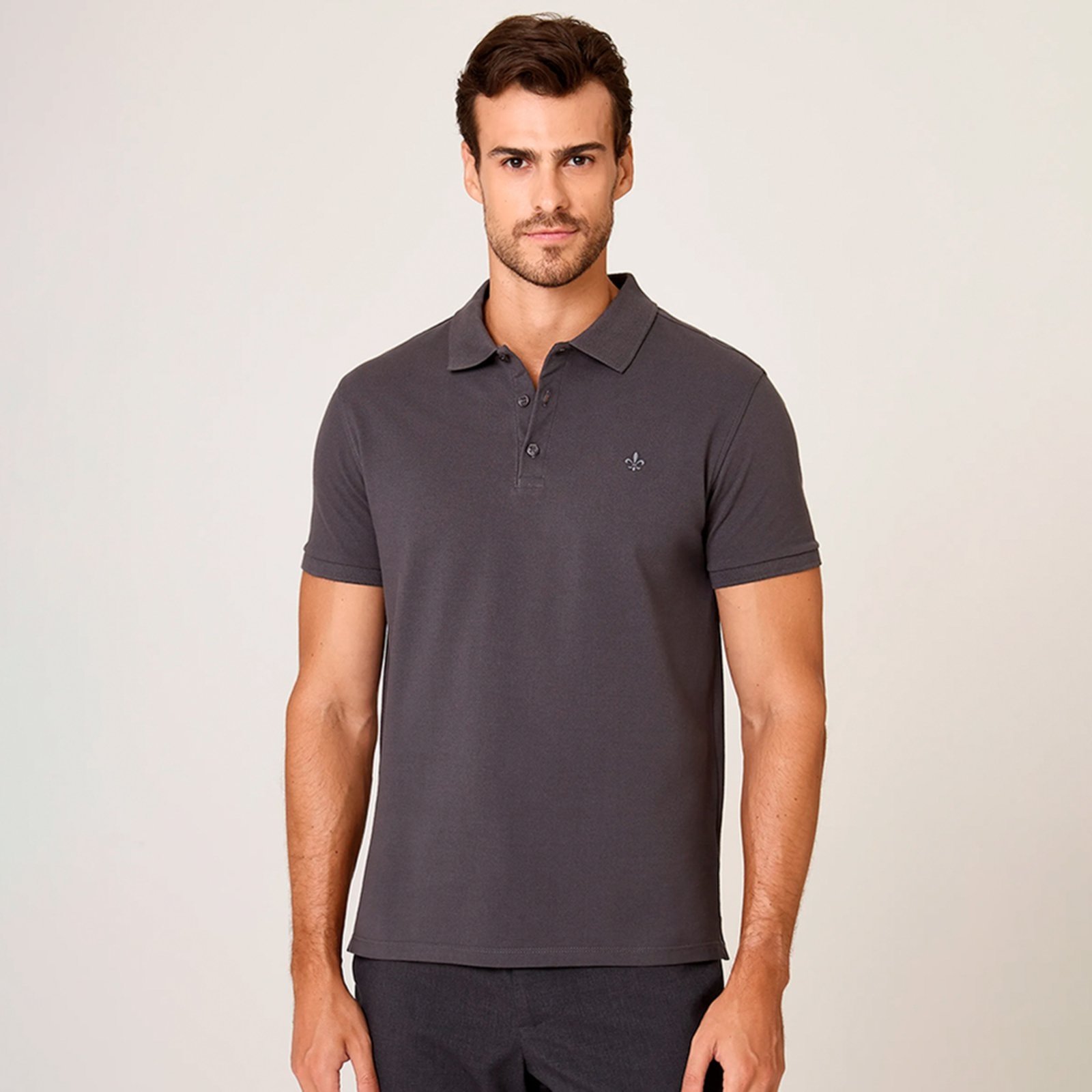 Camisa Polo Dudalina Essential Basic Ou26 Cinza Masculino
