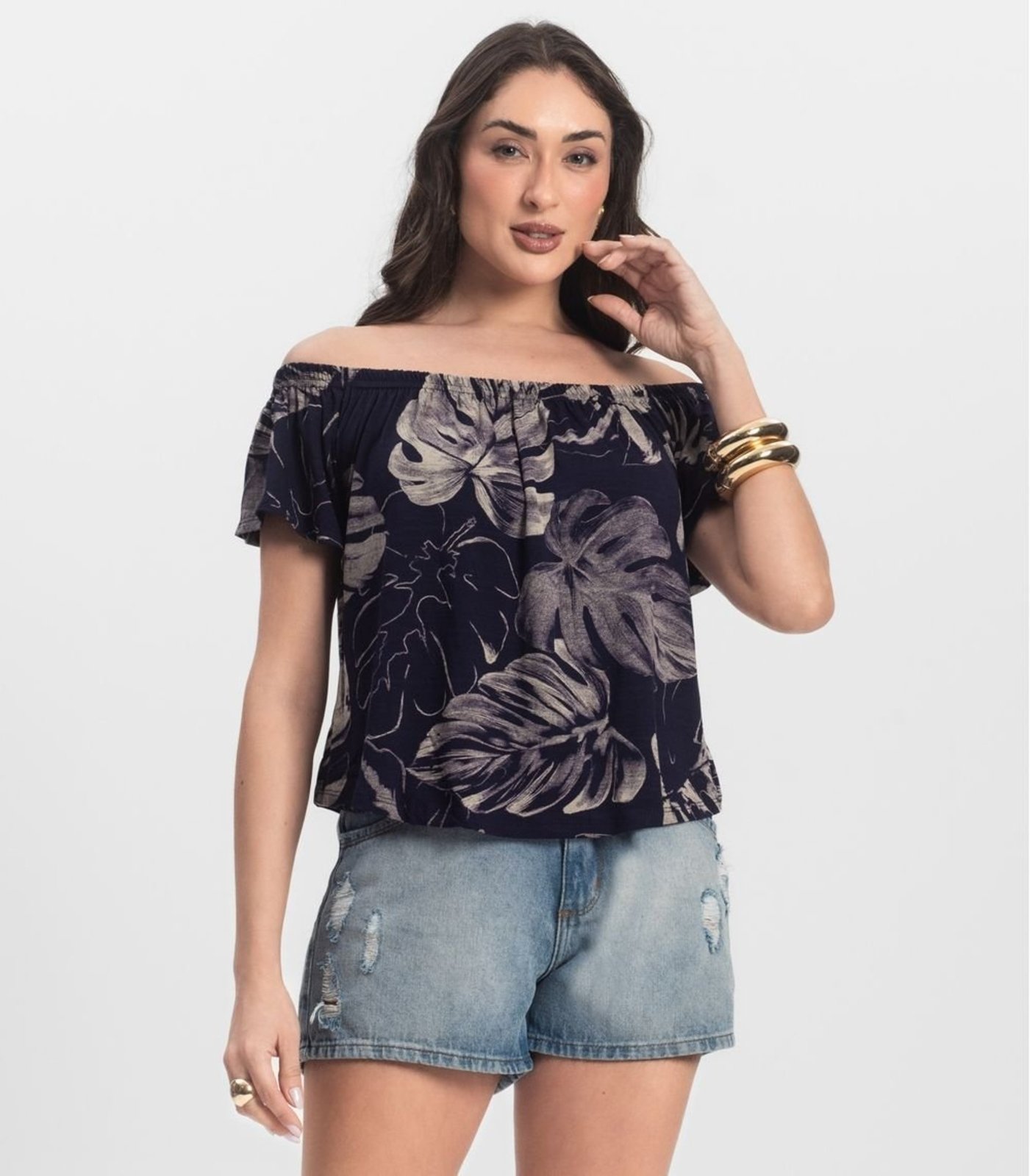 Blusa Feminina Ciganinha Infinita Cor Azul