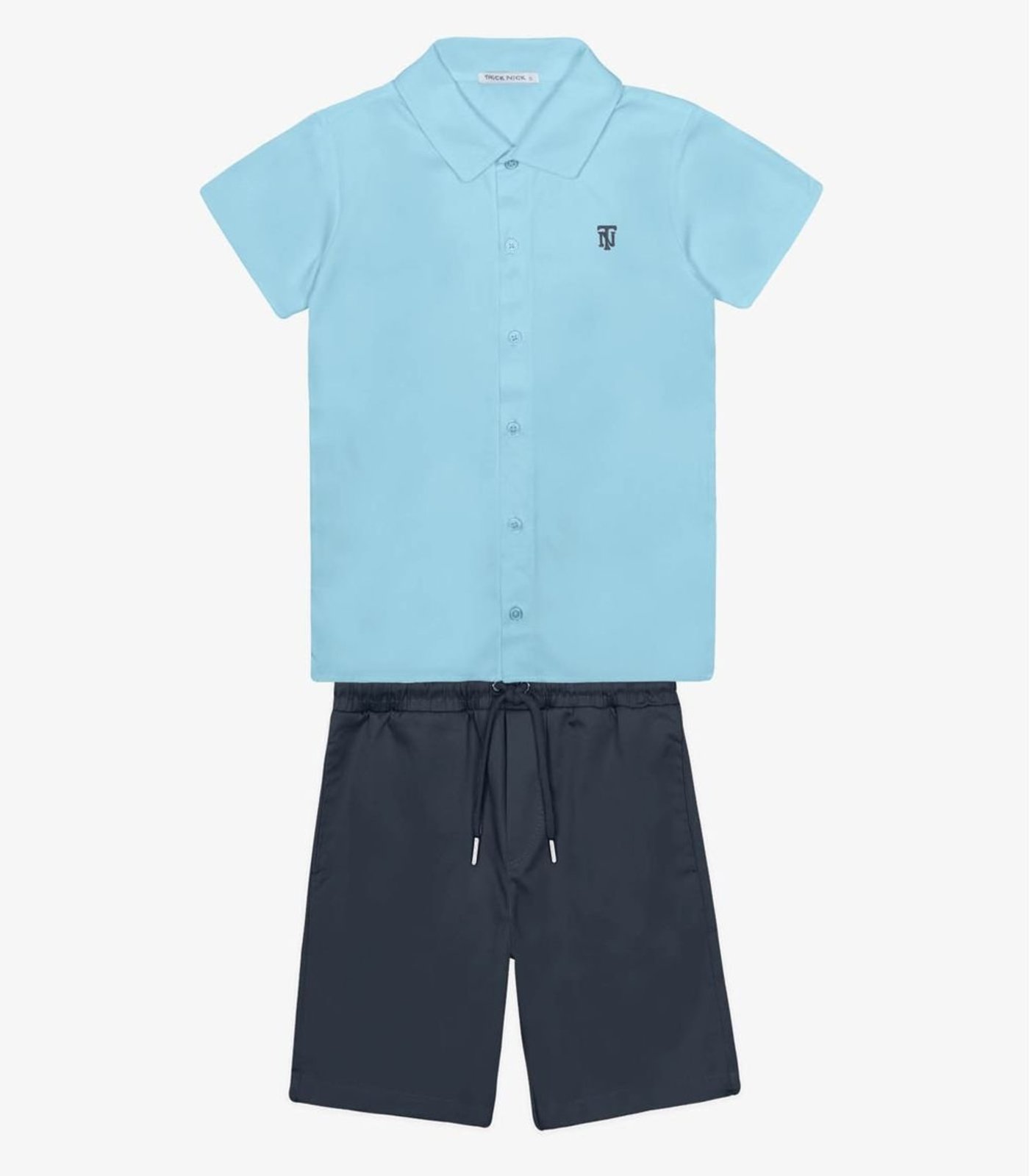 Infantil – Conjunto Menino Camisa Com Bermuda Trick Nick Azul