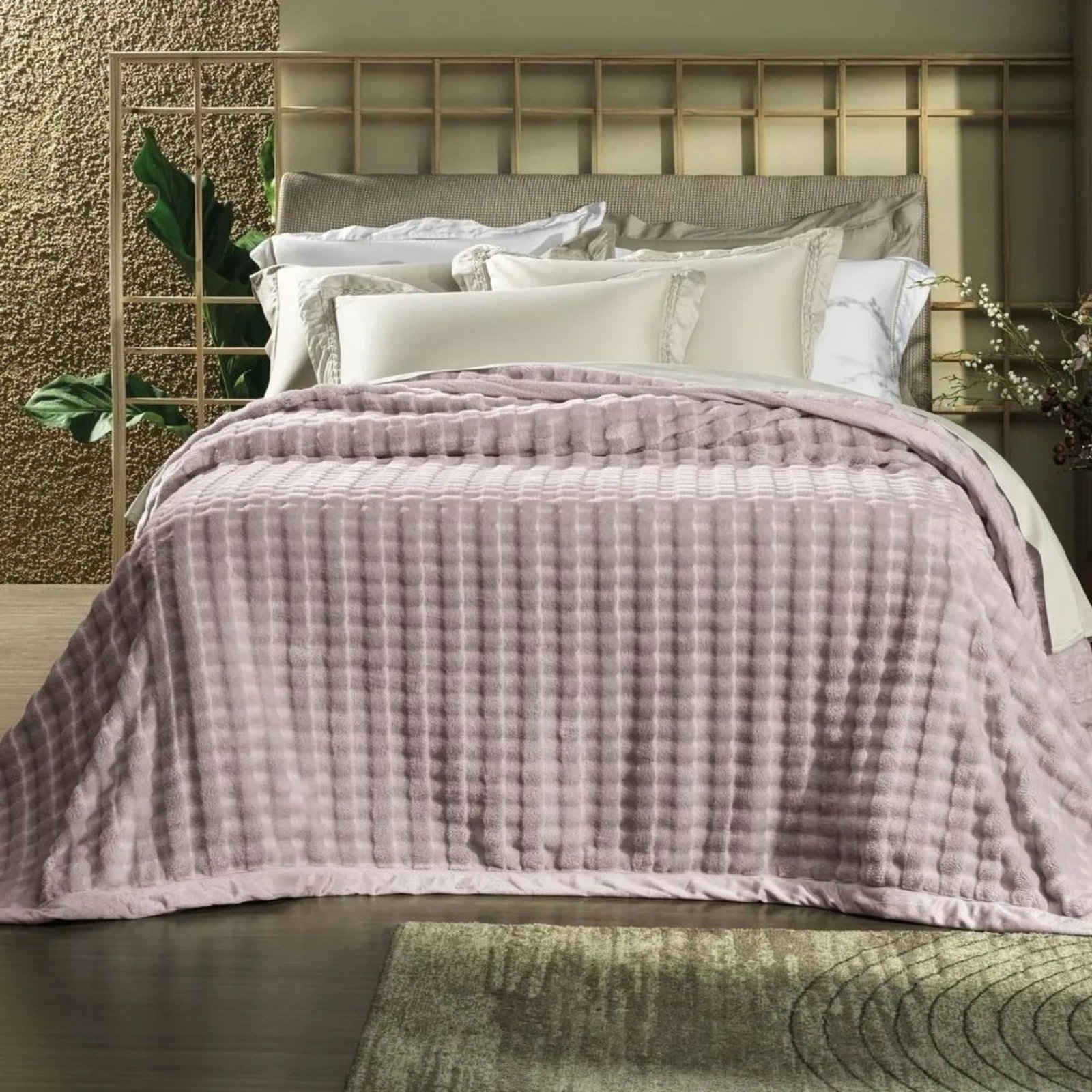 Cobertor King Alto Relevo Grosso Inverno Luxo Altenburg Desert Rosa
