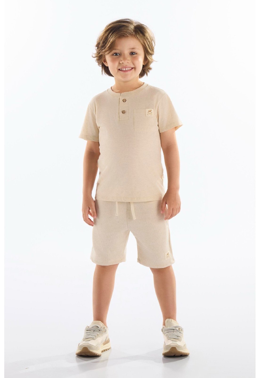 Infantil - Camiseta em Malha Linho Up Baby Bege