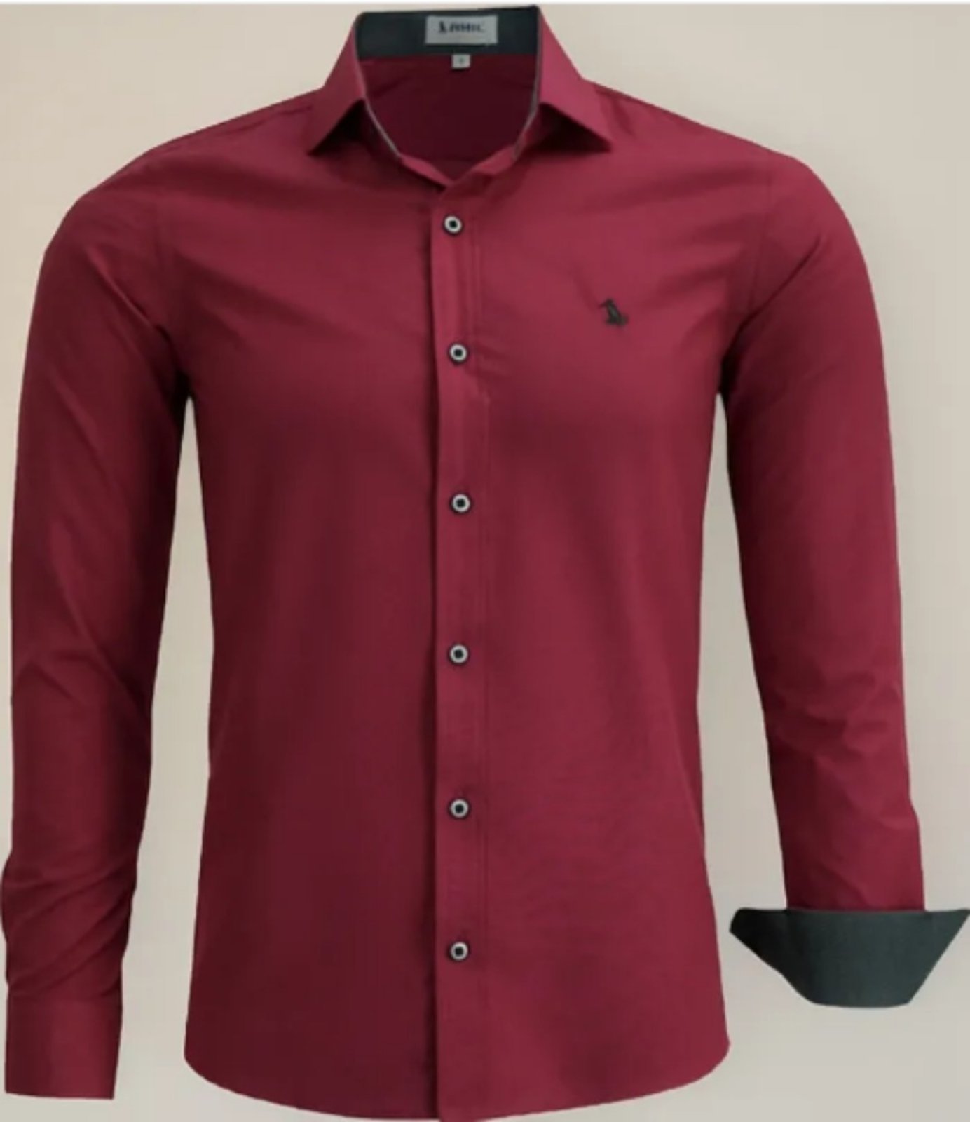 Camisa Social Amil Slim Yondu Misto Macia Fácil de Passar Manga Longa Luxo Vinho