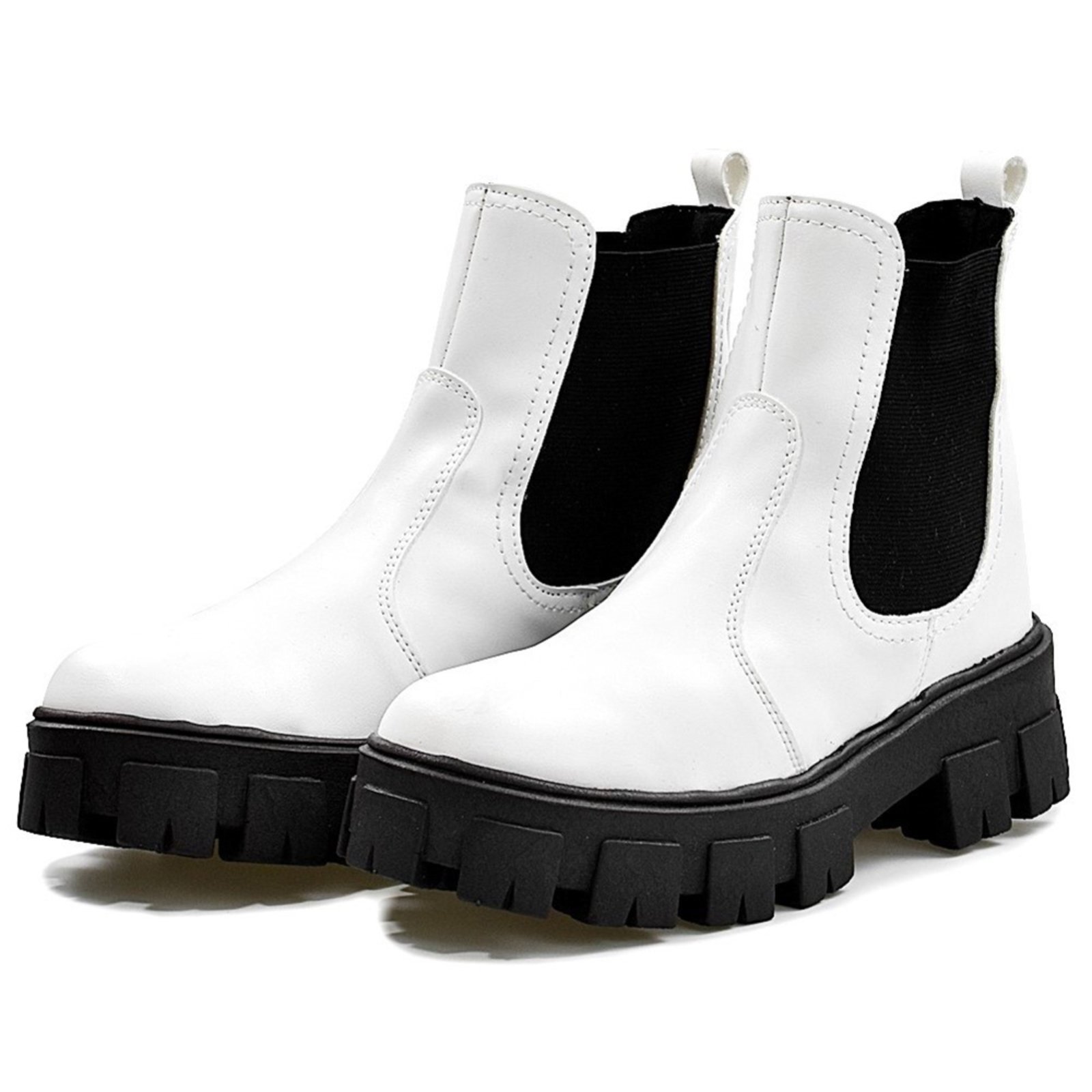 Bota Coturno Feminino Cano Curto Tratorada DUBUY 1504FG Branco