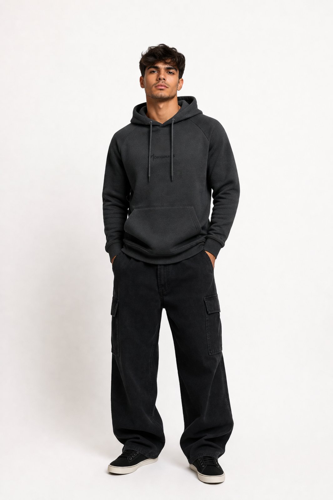Moletom Masculino D Bell Outlet Fashion Fechado com Bolso Cinza