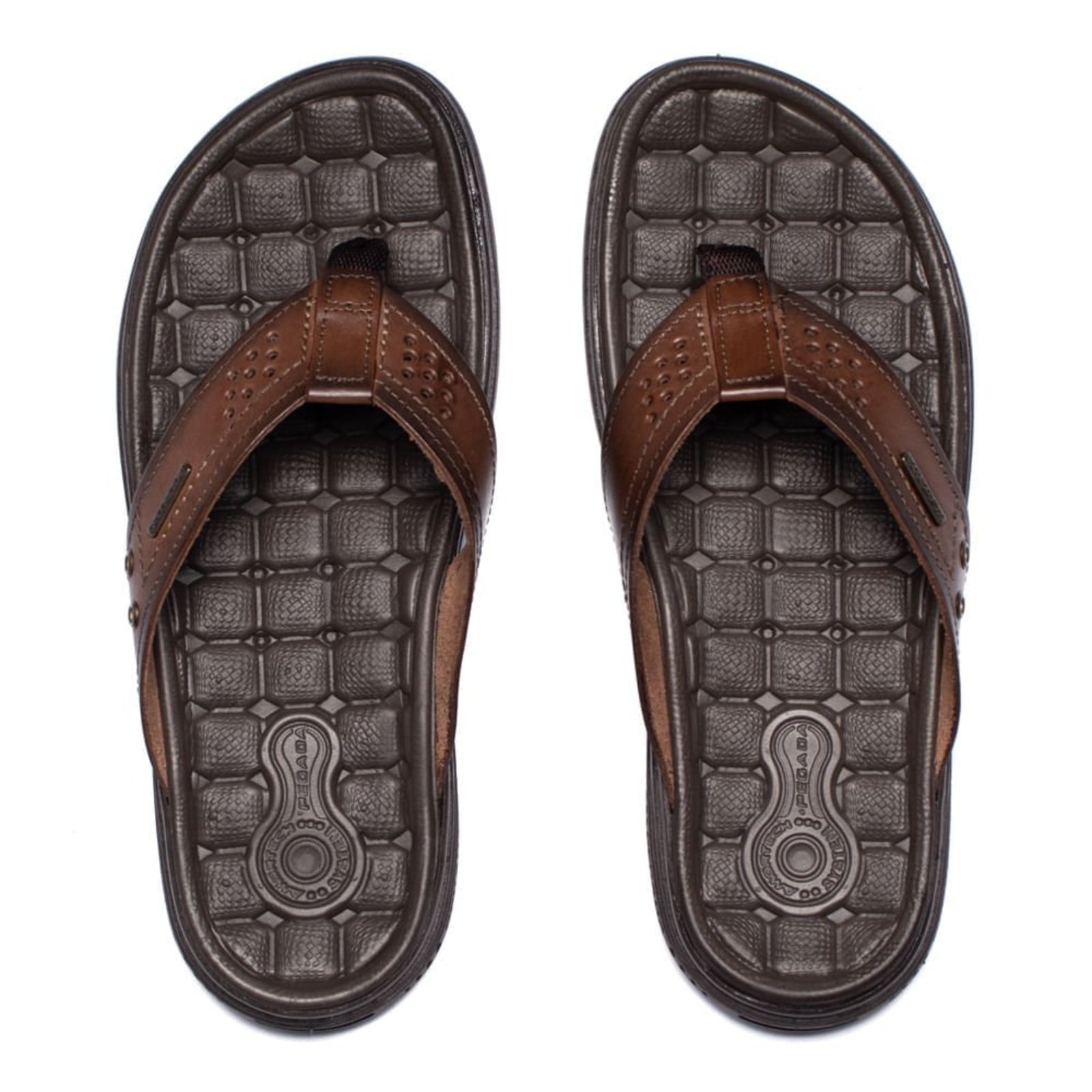 Infantil - Chinelo Masculino Pegada Amortech Couro Marrom Pinhão