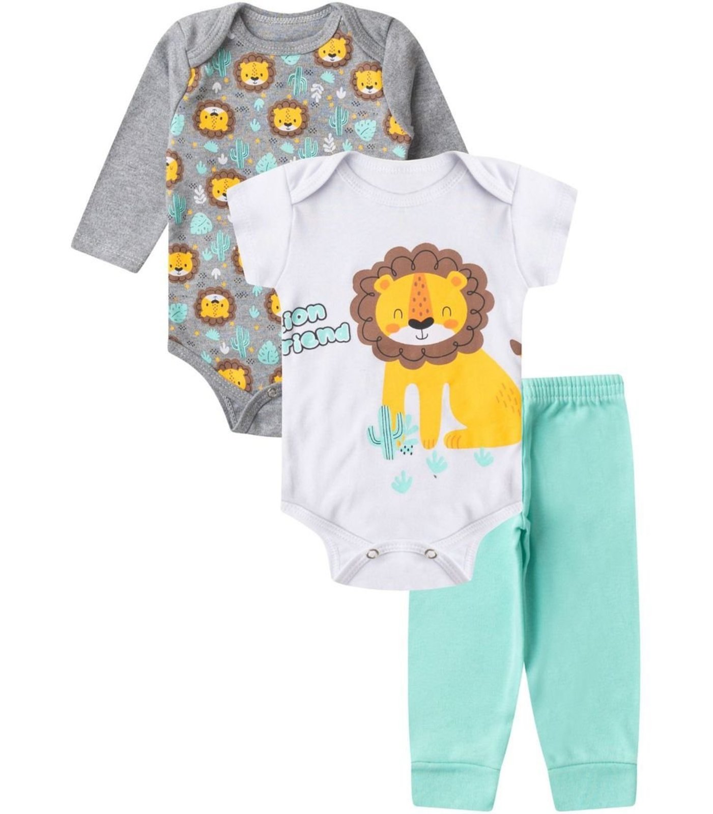 Infantil - Kit Body Longo 3 Peças Kappes Cinza