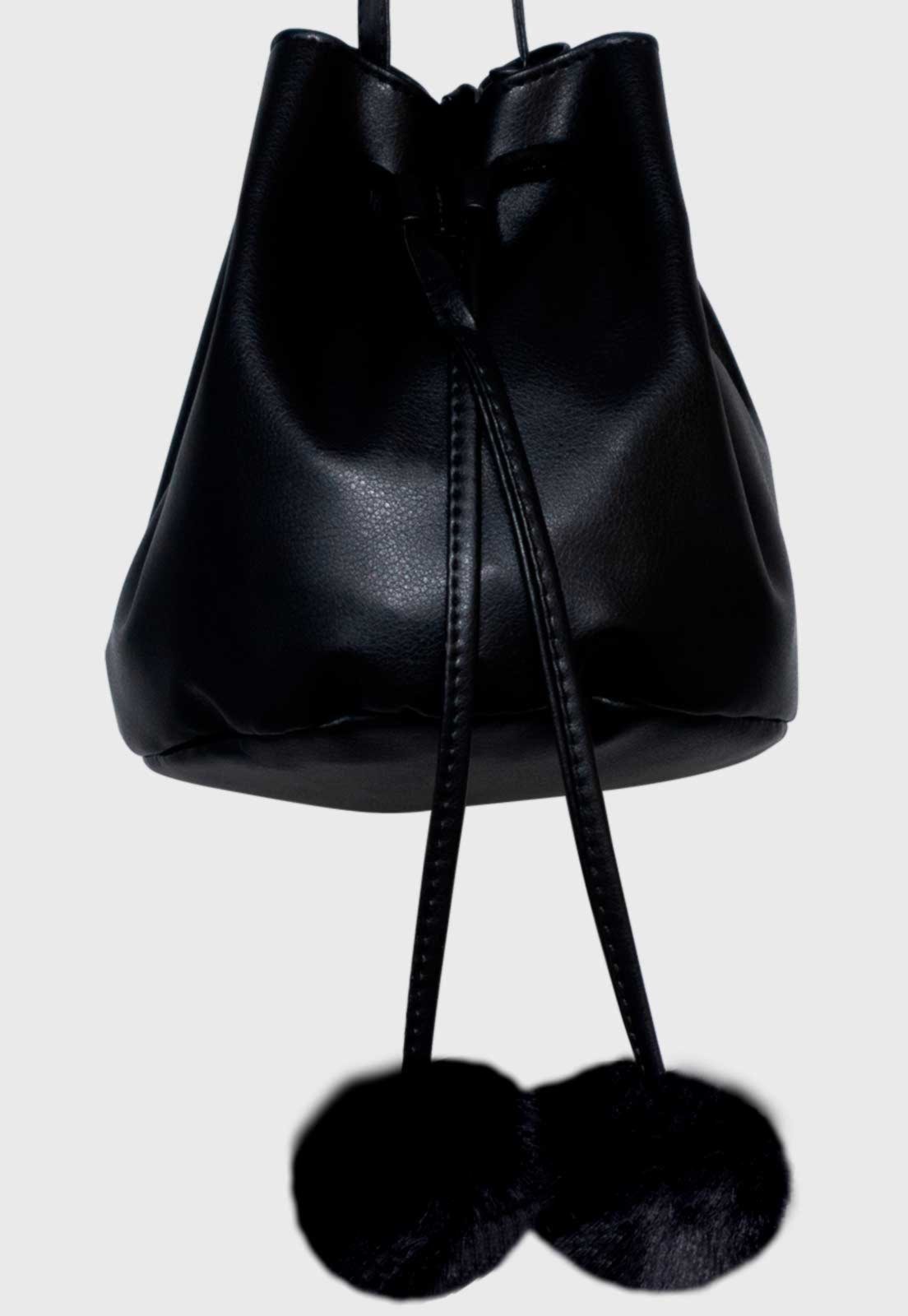 Vista 3 Infantil - Bolsa Saco Pópidi Pompom Pópidí preto