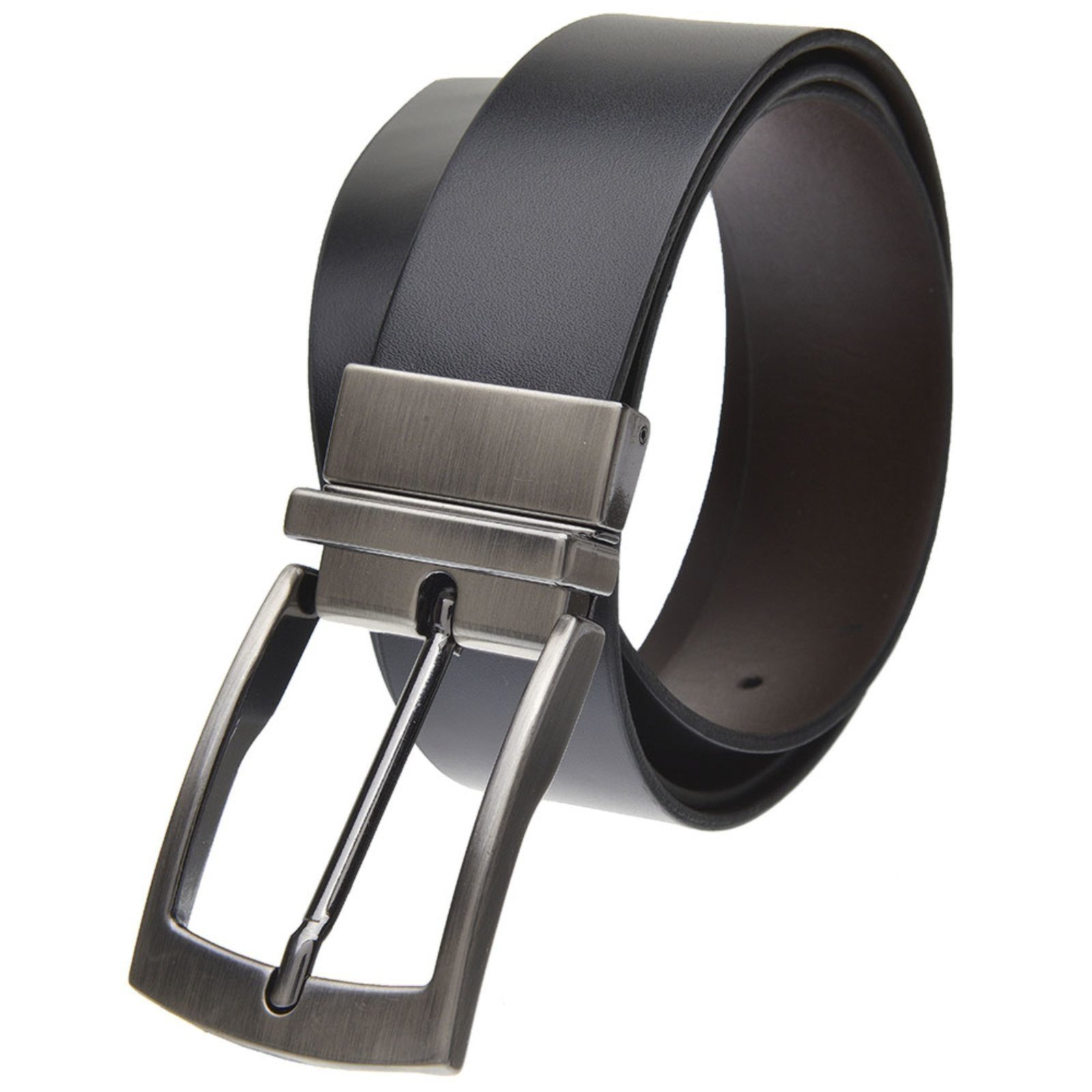 Cinto Masculino em couro dupla face S-43 na cor preto/marrom