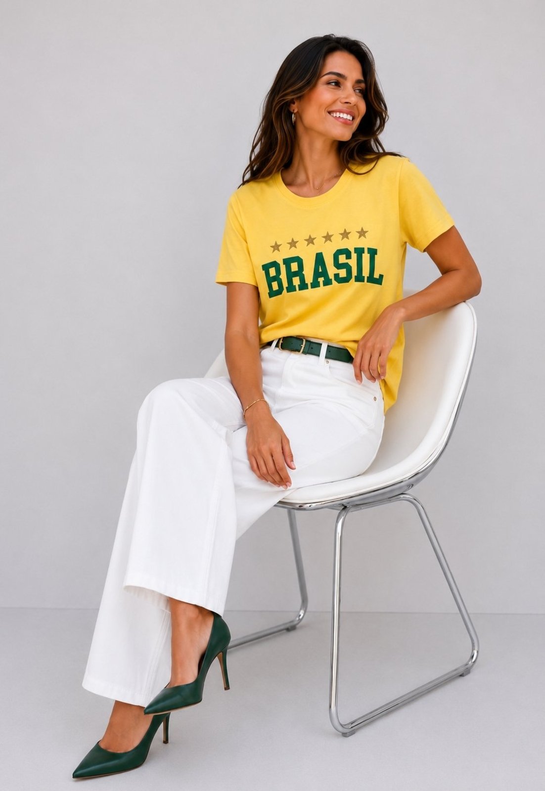 Blusa Brasil Malha Comfy Manga Curta Salvatore Amarelo