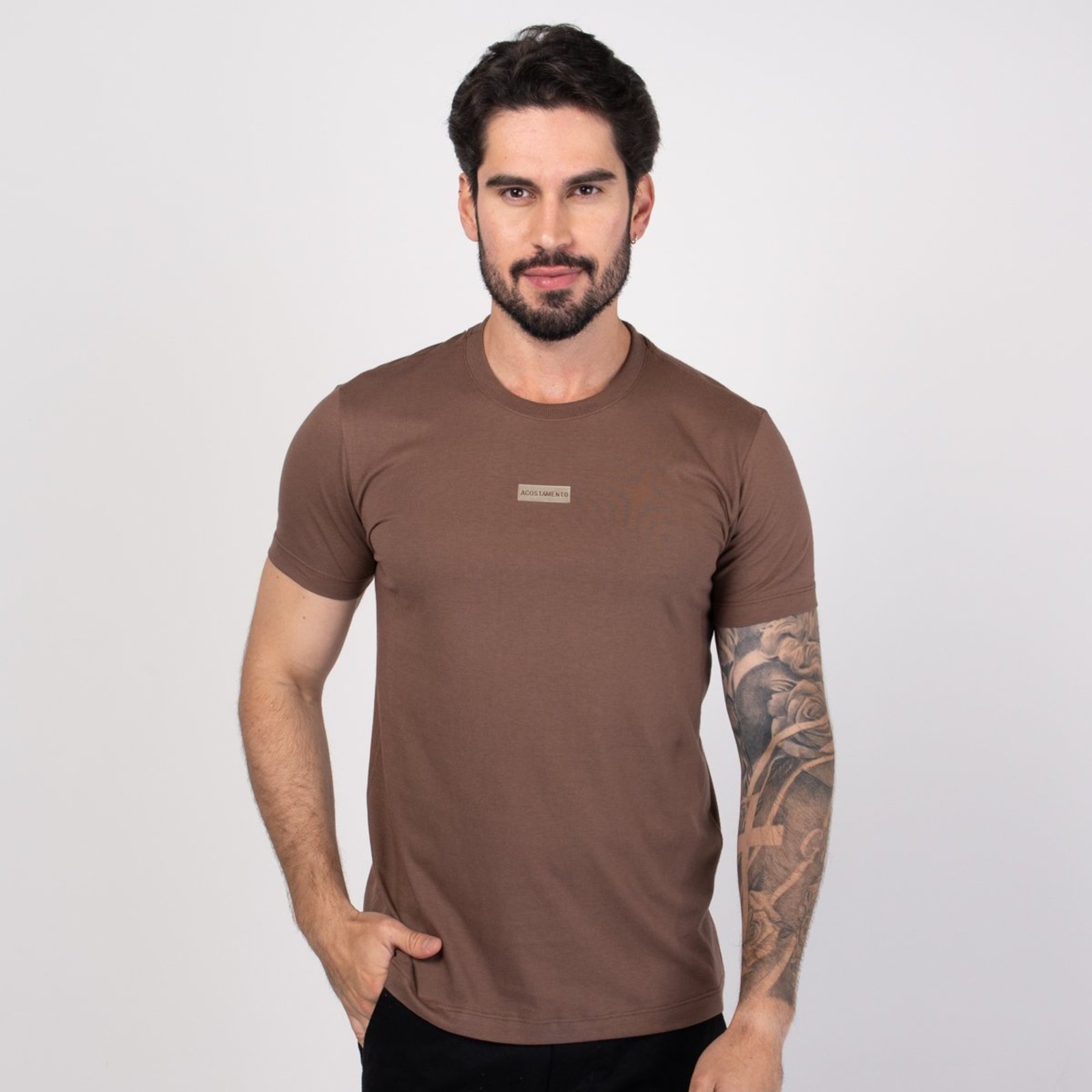 Camiseta Acostamento Patch Marrom