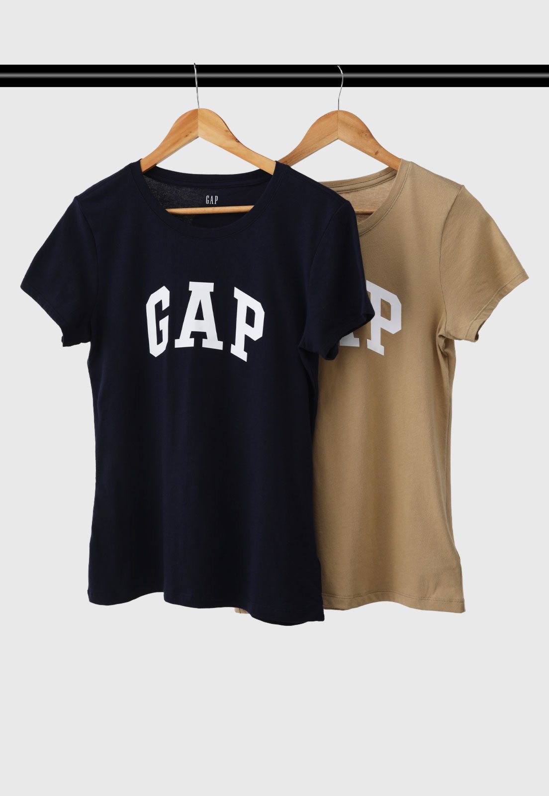 Kit 2pçs Camiseta GAP Reta Logo Azul-Marinho
